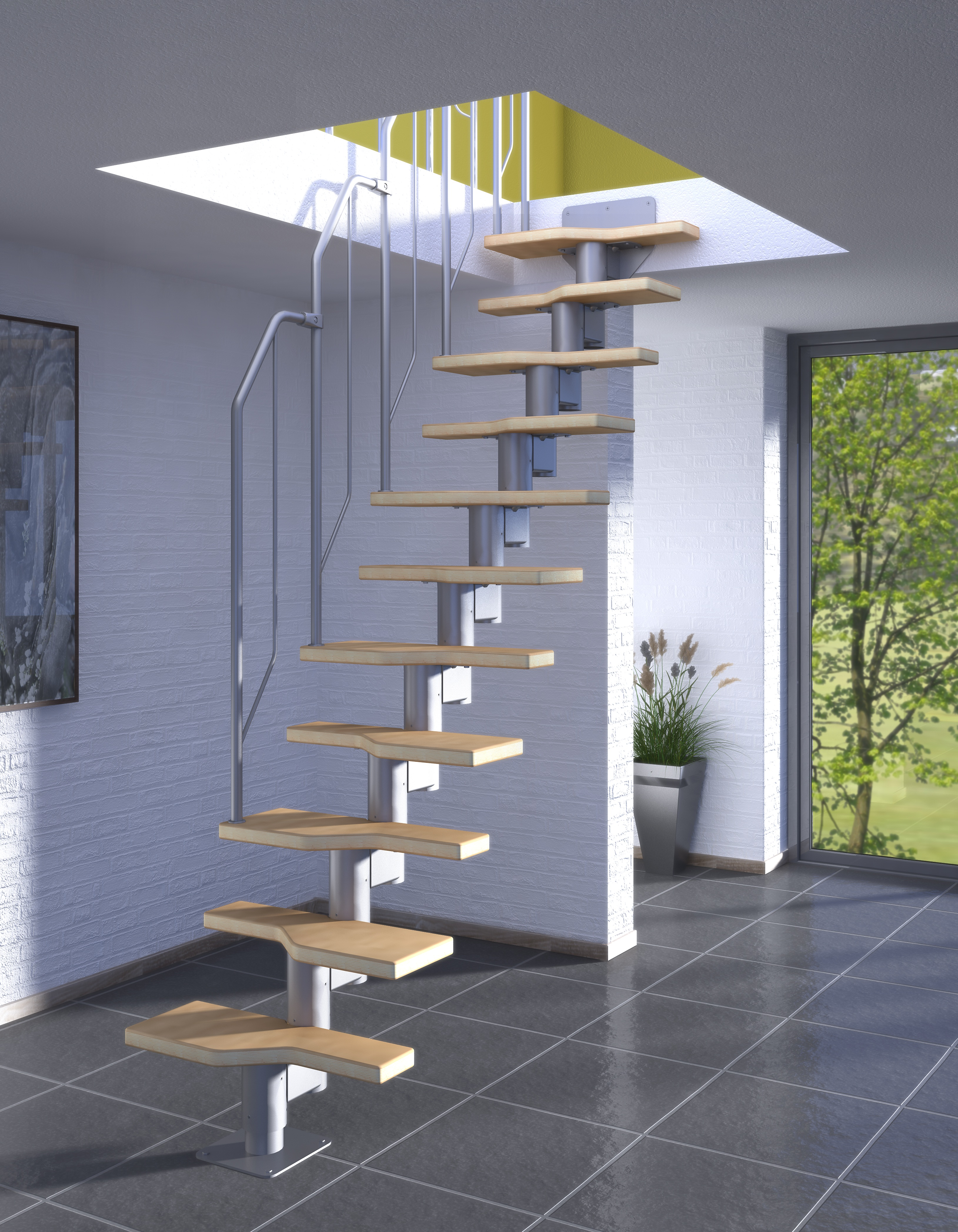 Schody modułowe srebrne Athena Buk fornir 11 stopni Dolle - 2