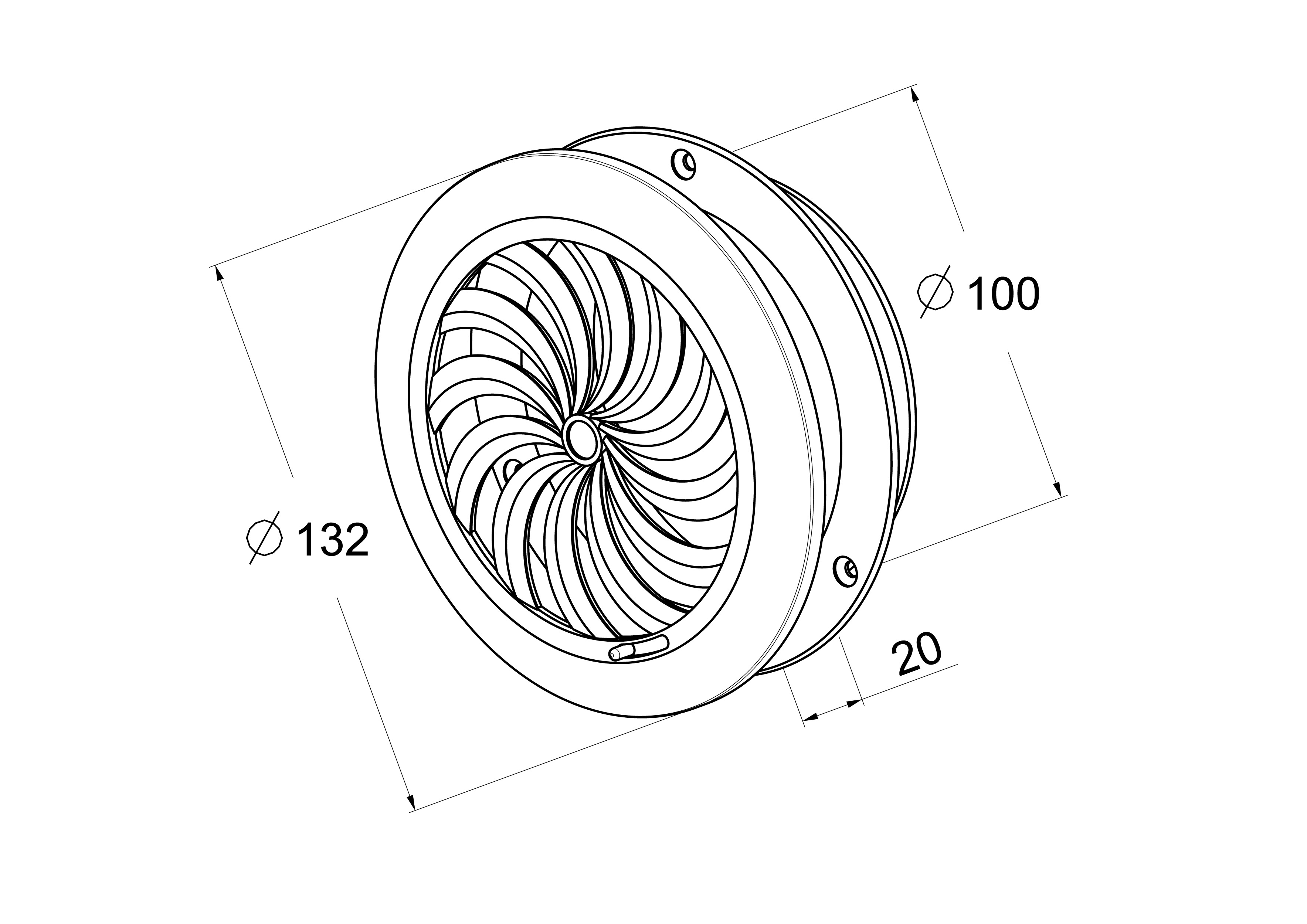 Kratka wentylacyjna OKRĄGŁA Z ŻALUZJĄ 100 mm biała EQUATION - 2