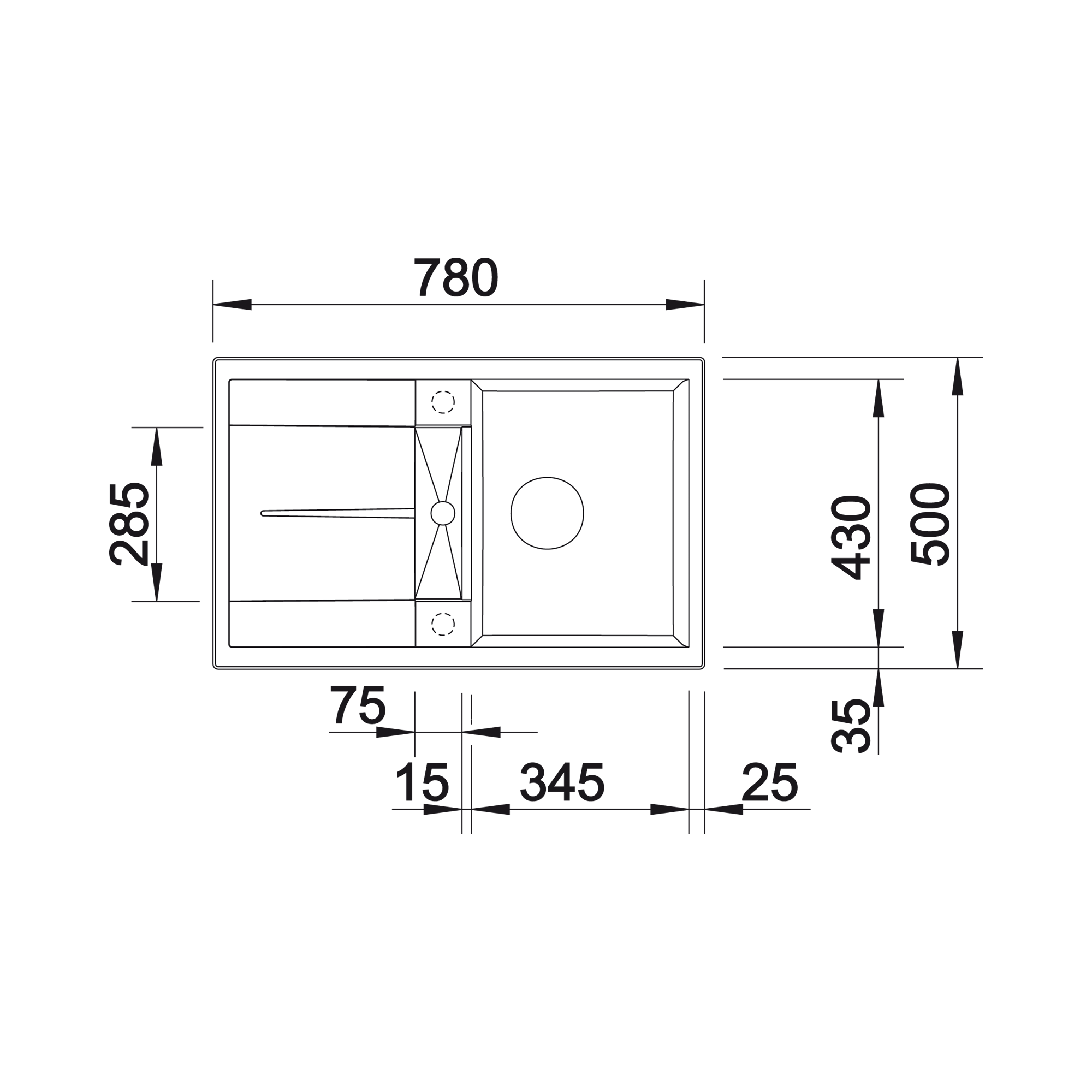 Zlewozmywak granitowy Metra 45S Blanco - 3