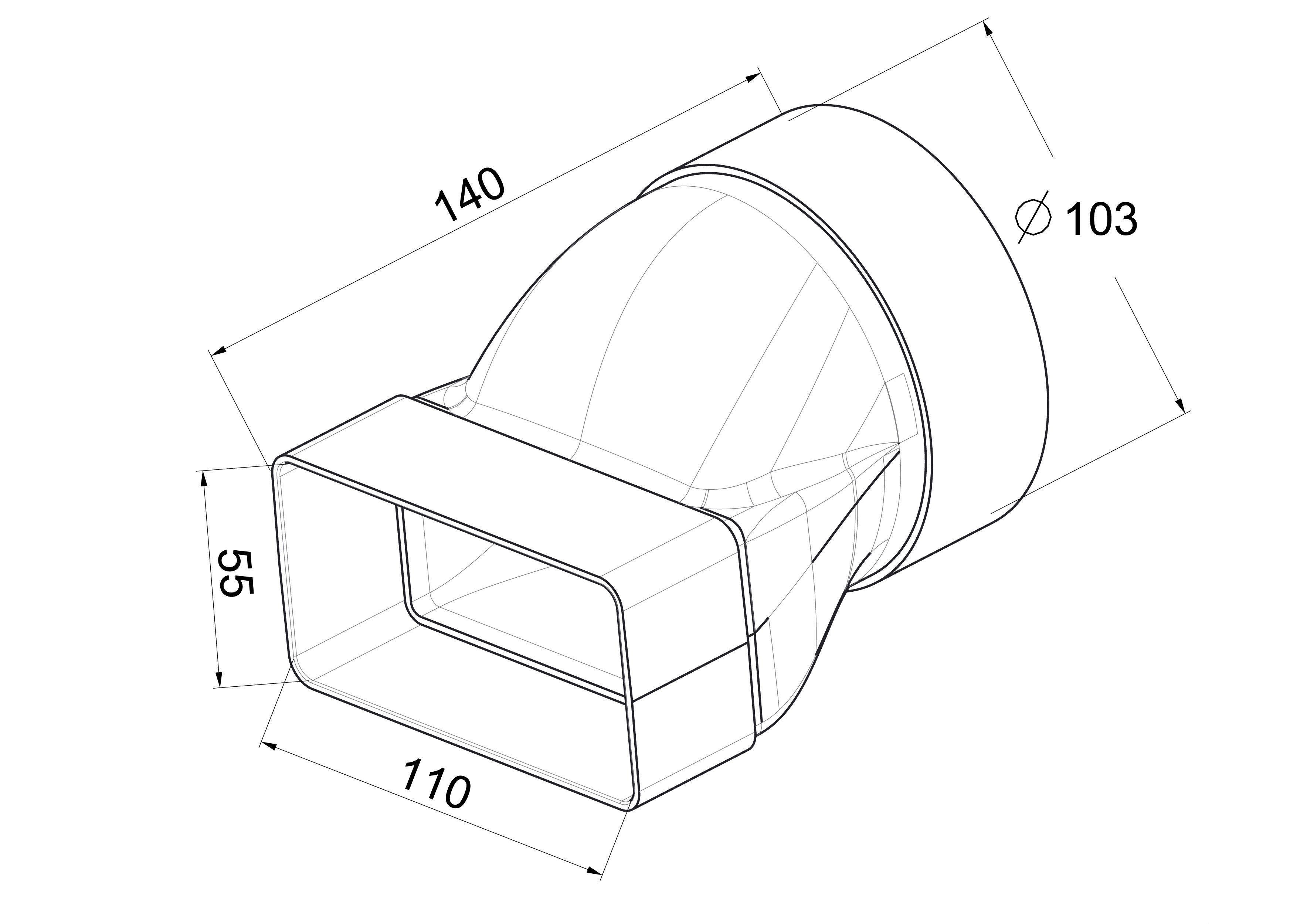 Łącznik przekrojów zmiennych 55 x 110 / 100 mm 0.1 m EQUATION - 2