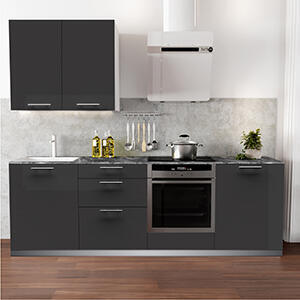 Cocina completa modular Toledo Roble, frente de cocina 240 x 60 x 215 cm