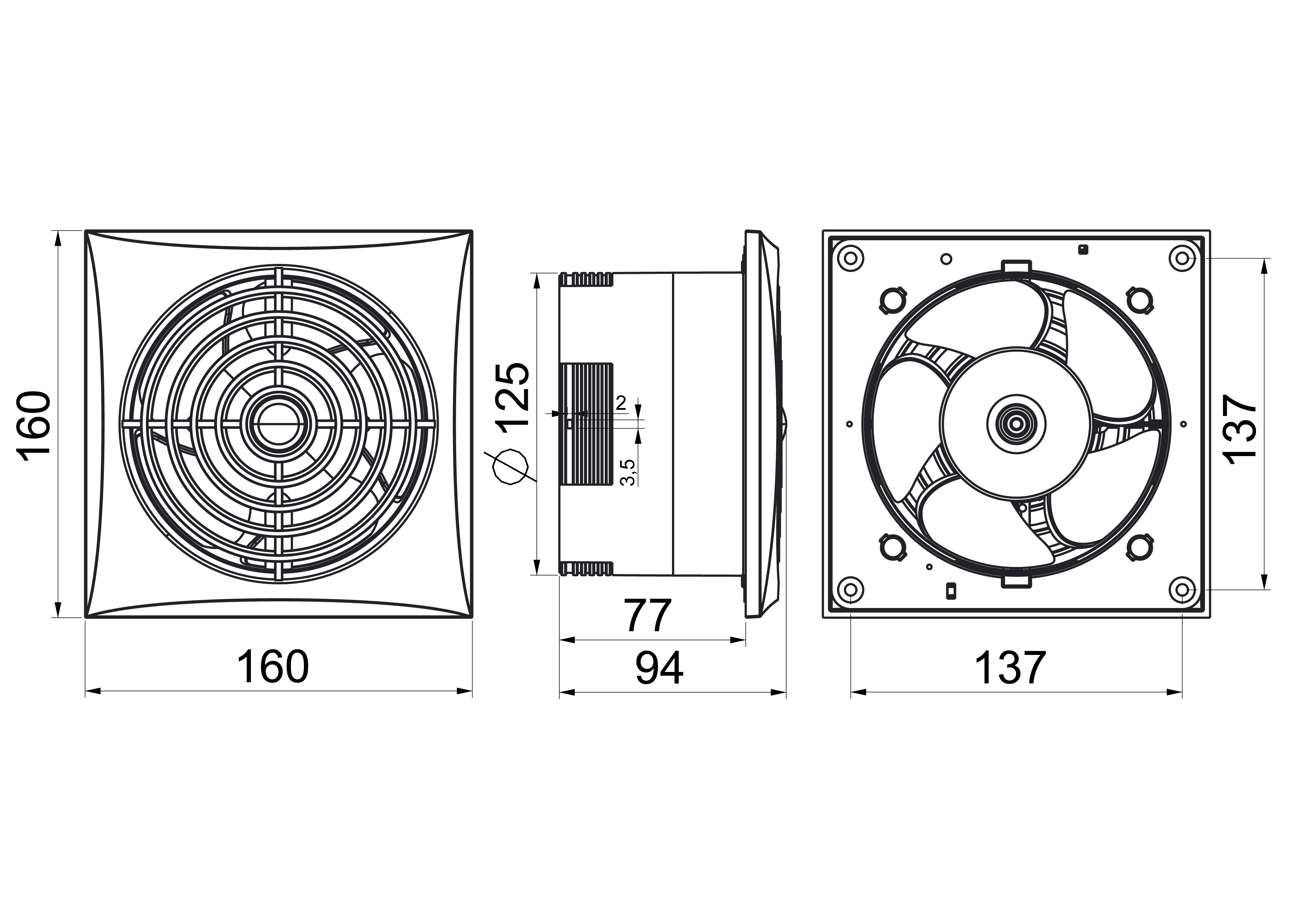 Wentylator wyciągowy WZ125T AWENTA - 2