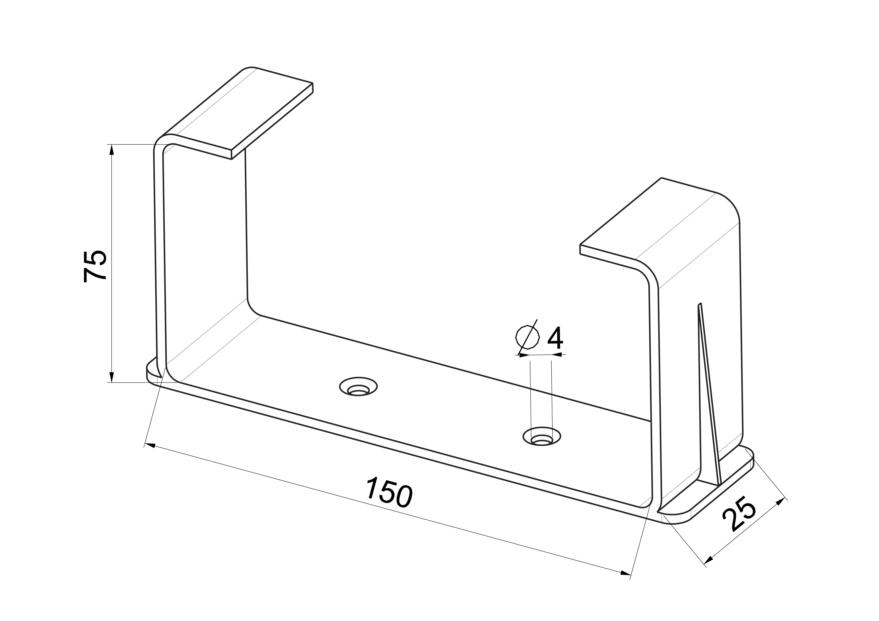 Uchwyt do kanału wentylacyjnego PŁASKI 75 x 150 mm EQUATION - 2