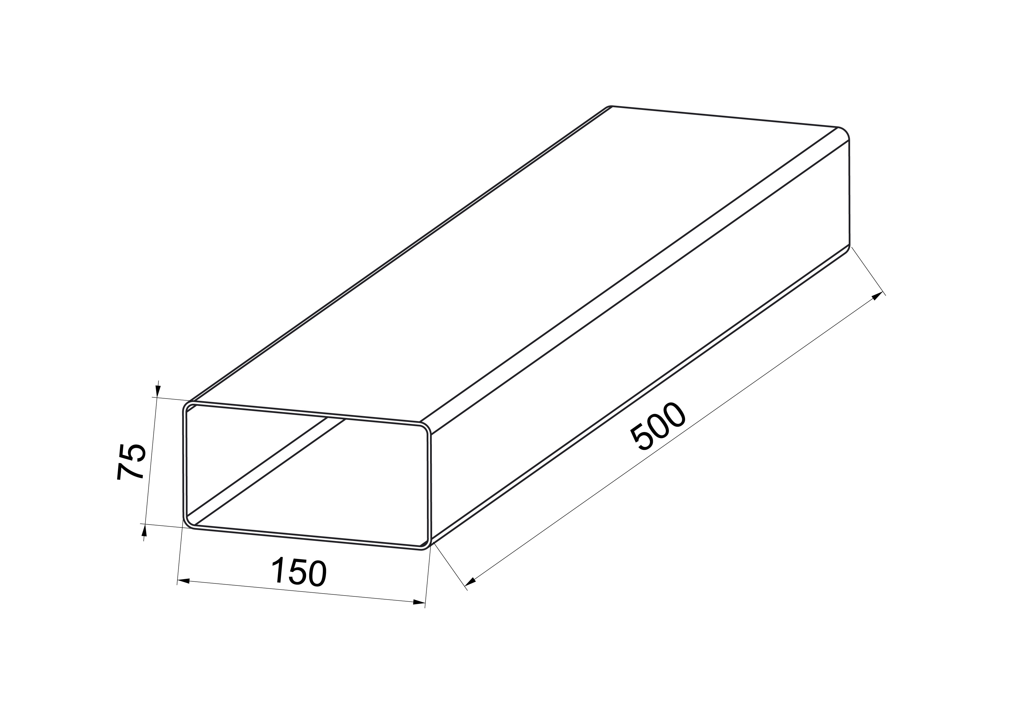 Kanał wentylacyjny PŁASKI 75 x 150 mm 0.5 m EQUATION - 2