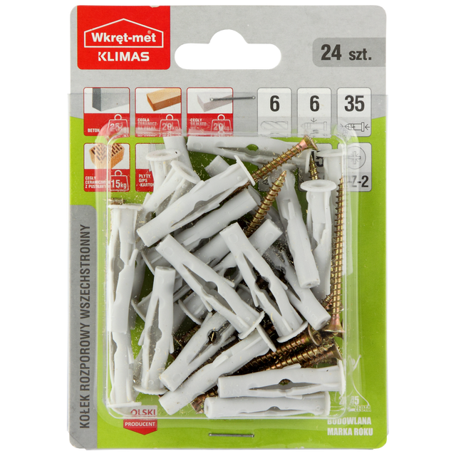 Kołek uniwersalny 6 x 45 mm 24 szt. Wkręt-met