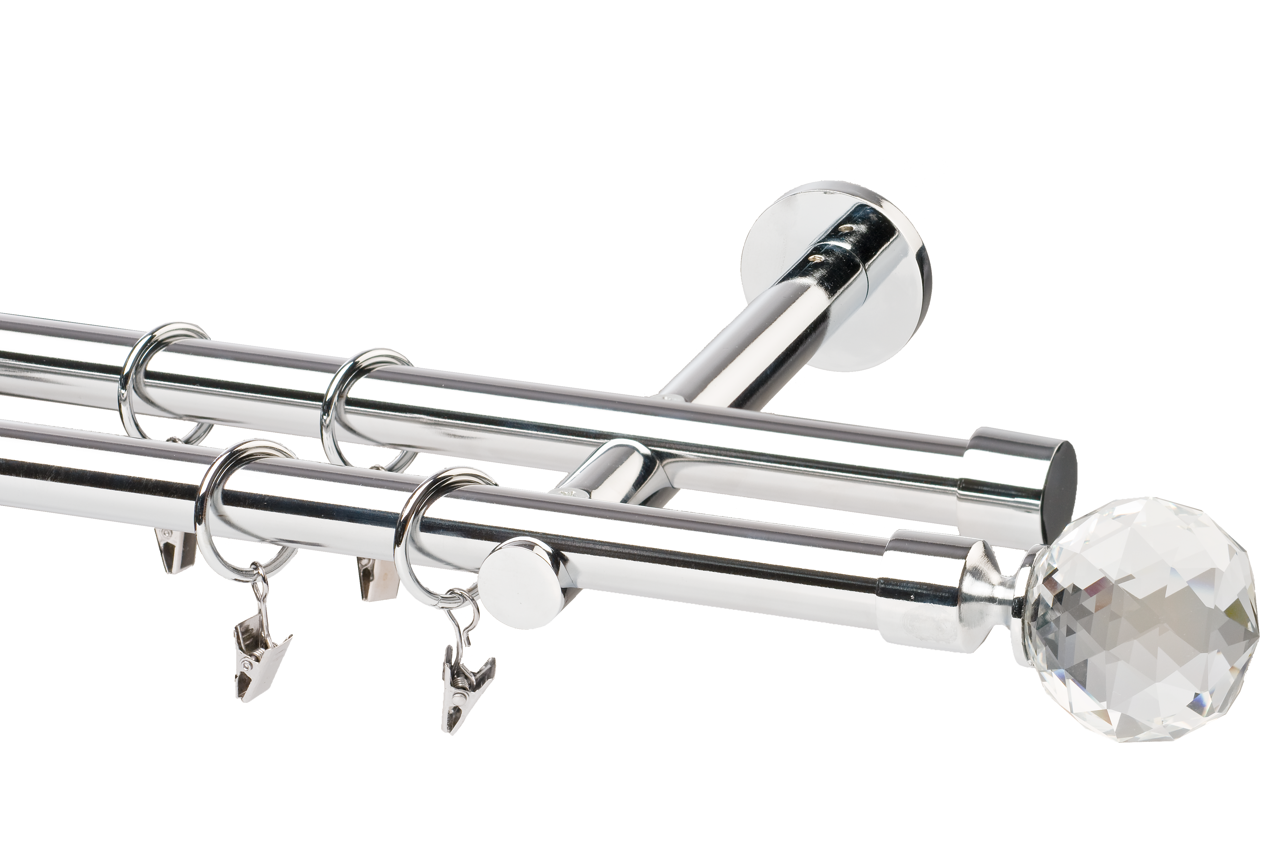 Karnisz Prado Crystal 160 cm podwójny chrom 19 mm