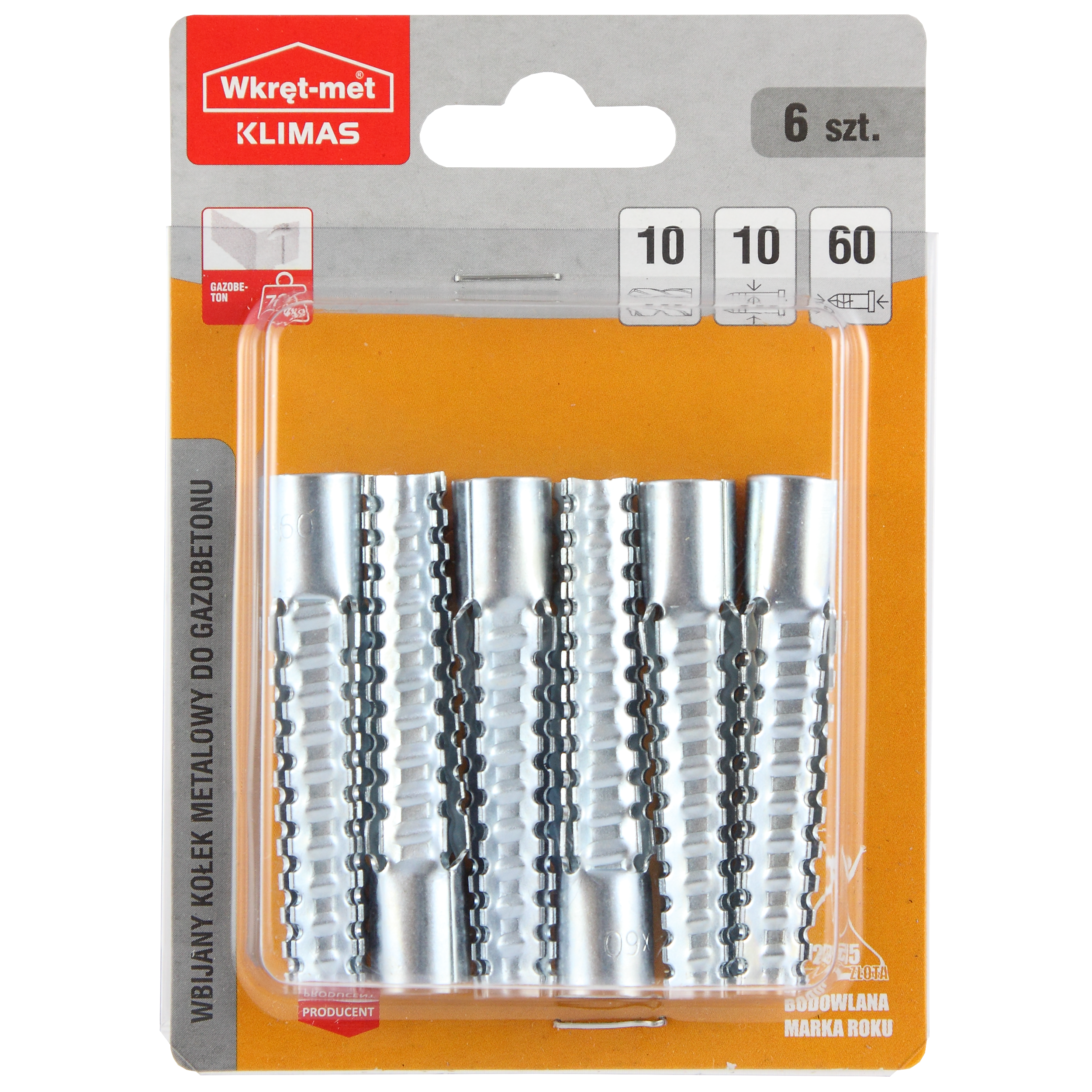 Kołek do szybkiego montażu 10 mm 6 szt. Wkręt-met