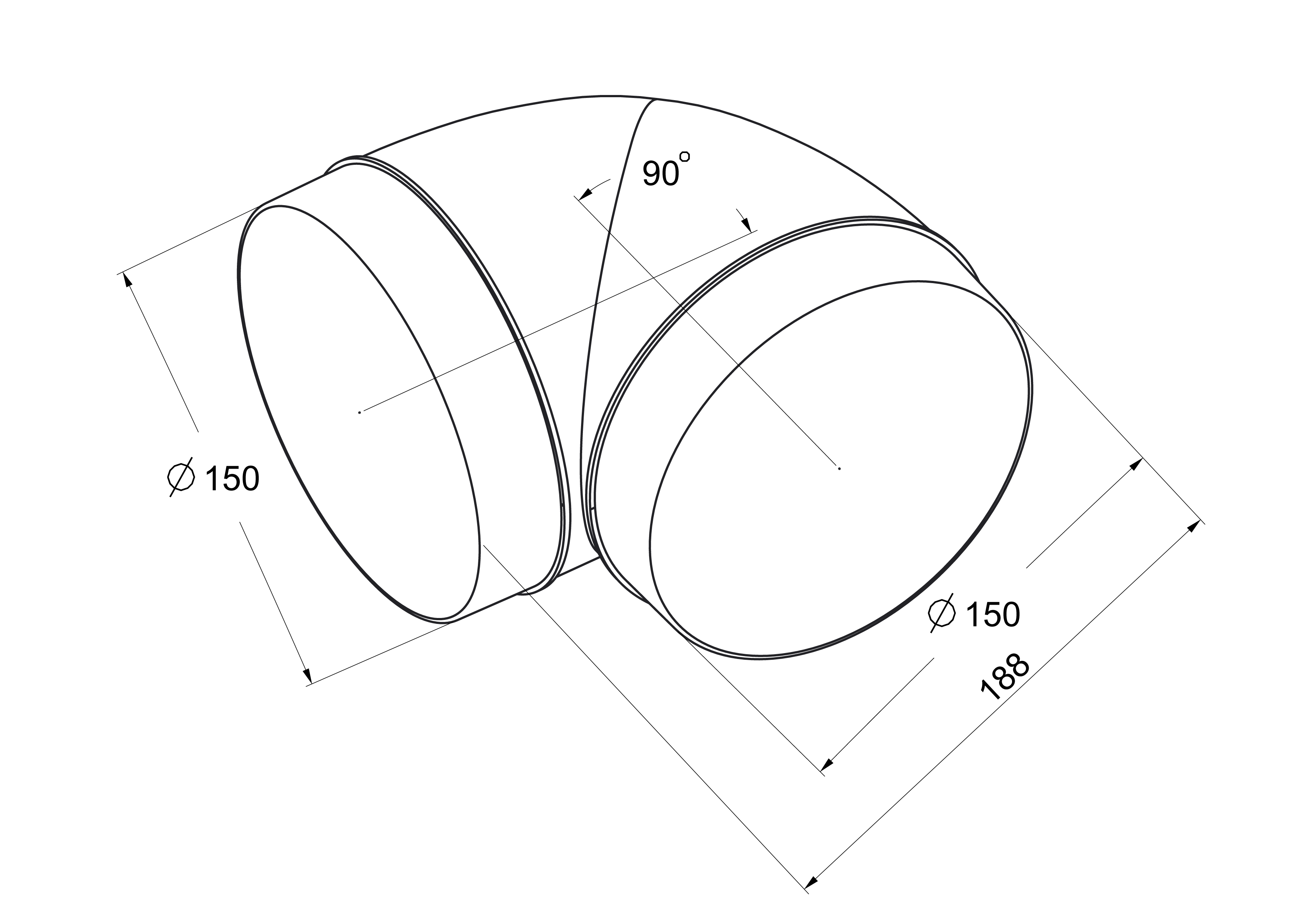 Kolanko wentylacyjne OKRĄGŁE 90° 150 mm 0.1 m EQUATION - 2