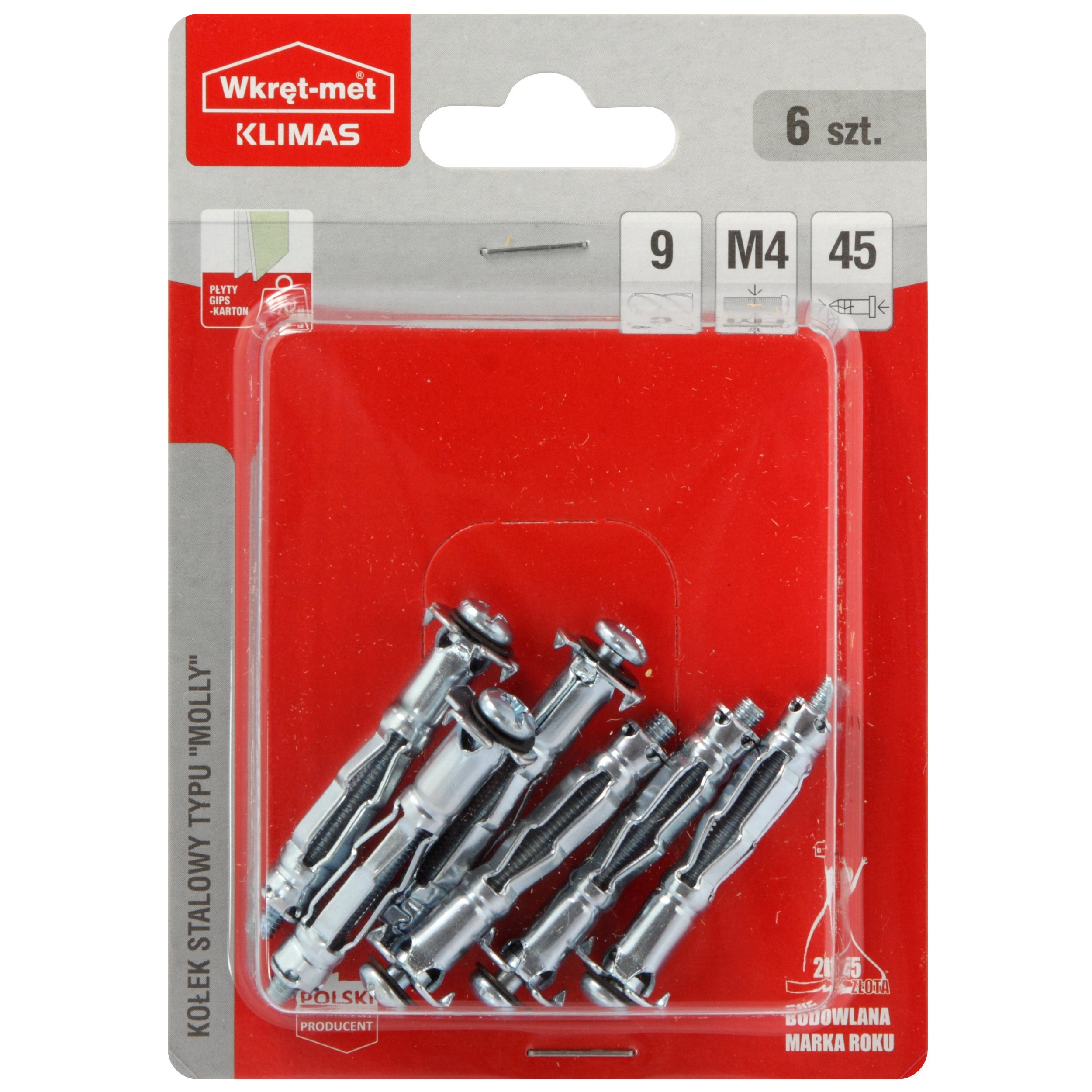 Kołek do GK Molly 4 x 45 mm 6 szt. Wkręt-met
