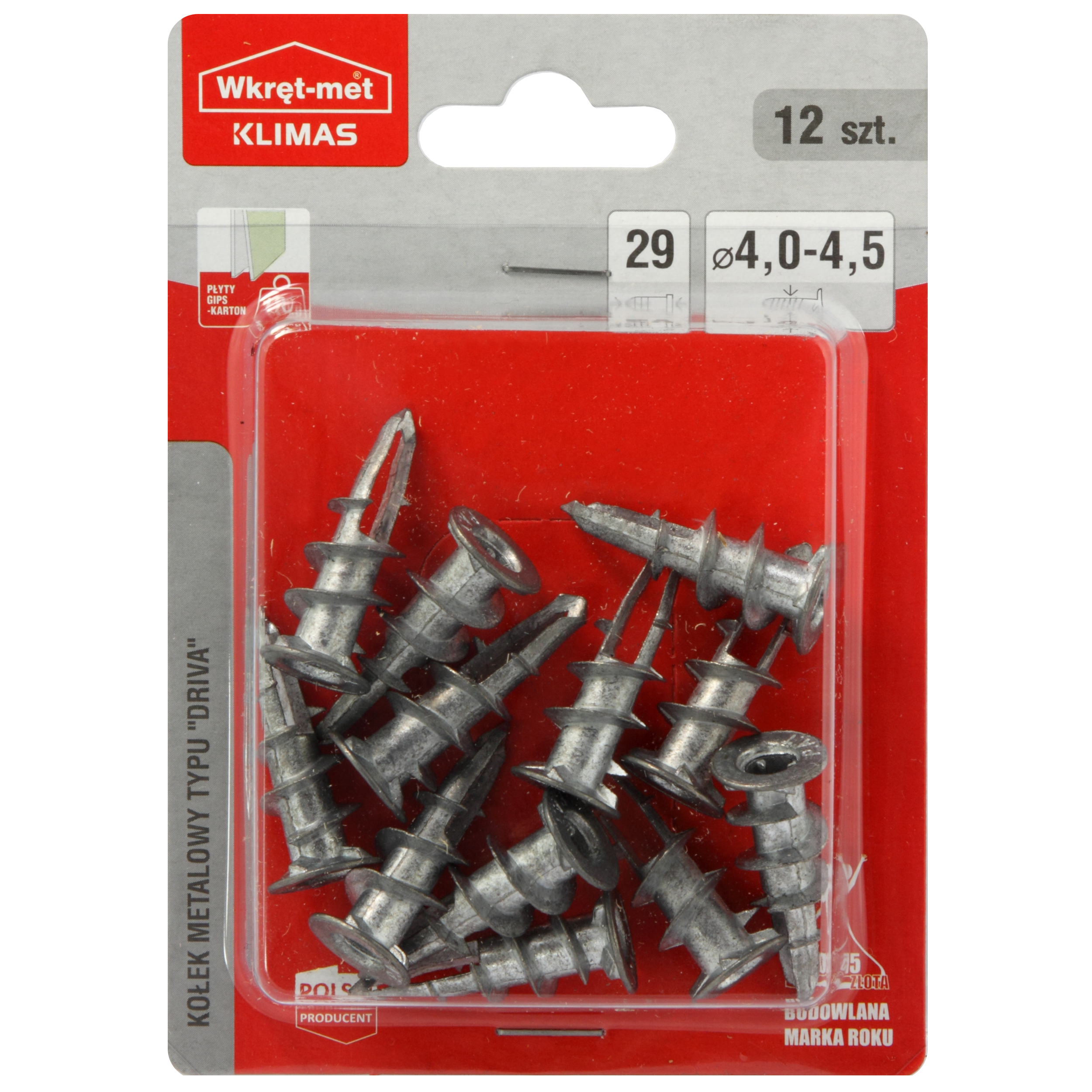Kołek do płyt GK 29 mm 12 szt. Wkręt-met