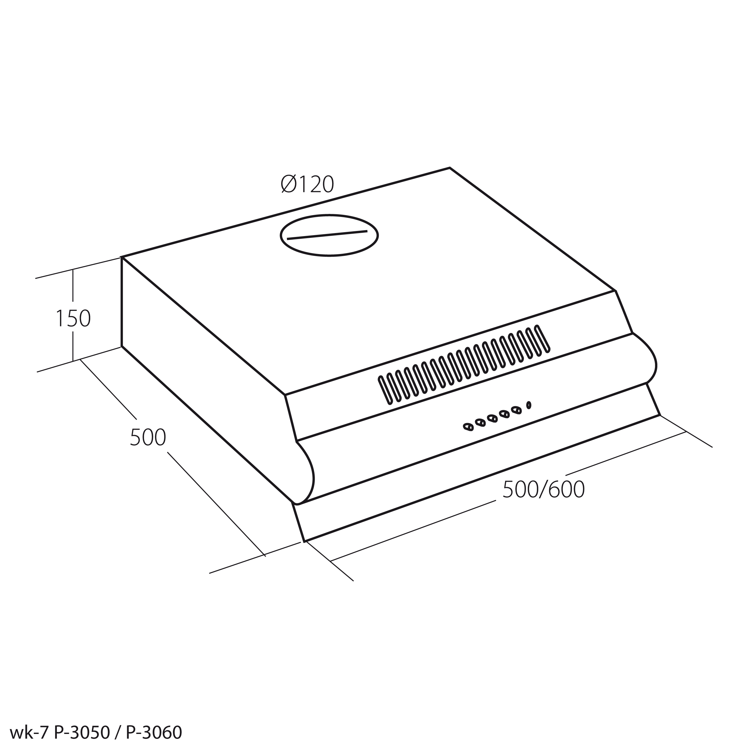 Okap podszafkowy WK-7 P-3050 czarny 50 cm Akpo - 3