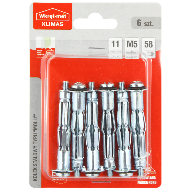 Kołek do GK Molly 5 x 58 mm 6 szt. Wkręt-met