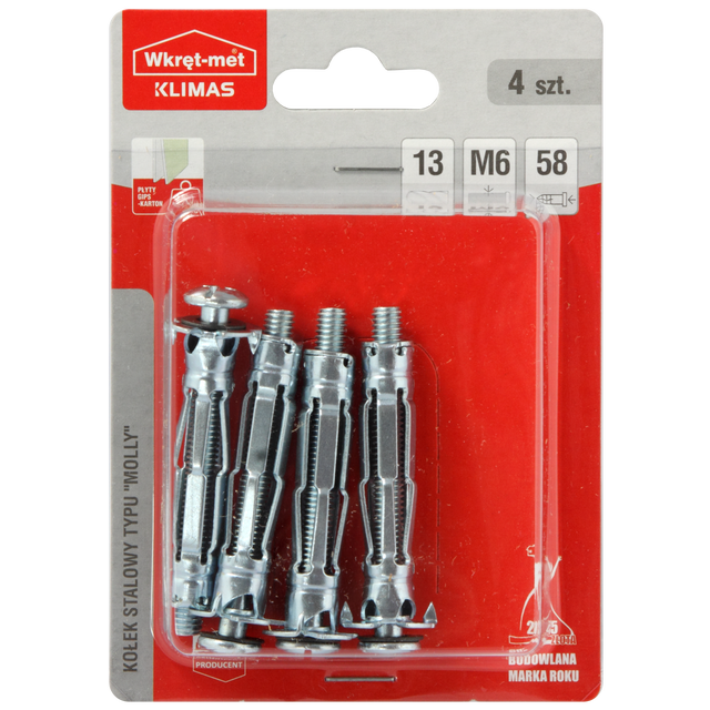 Kołek do GK Molly 6 x 58 mm 4 szt. Wkręt-met