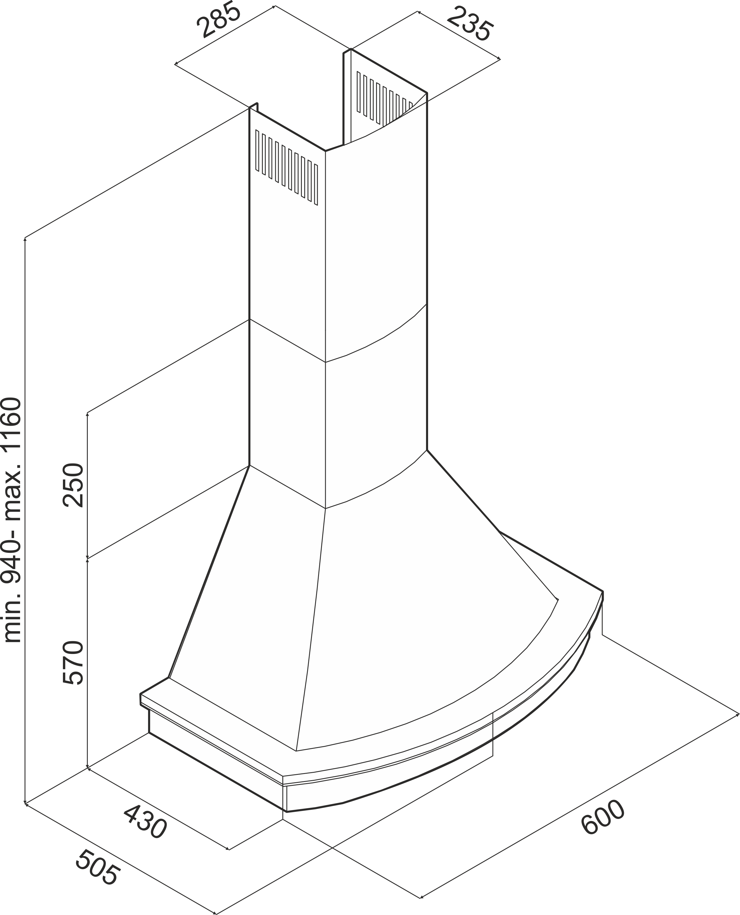 Okap kominowy CRE 60 cm Ciarko - 3