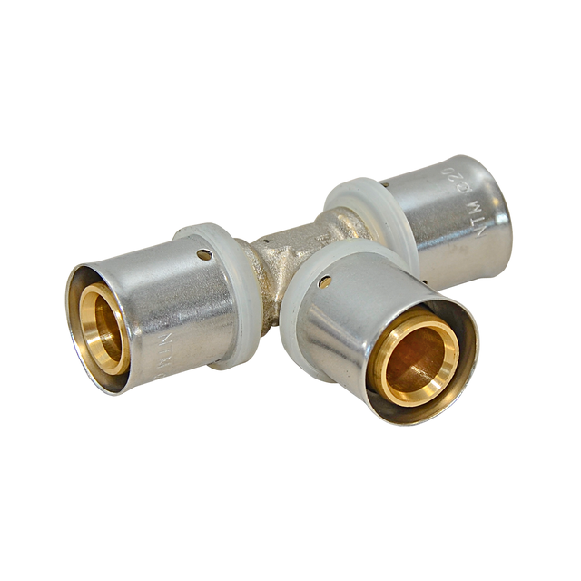 Trójnik do rur PEX zaprasowywany 16 mm mosiężny IDMAR