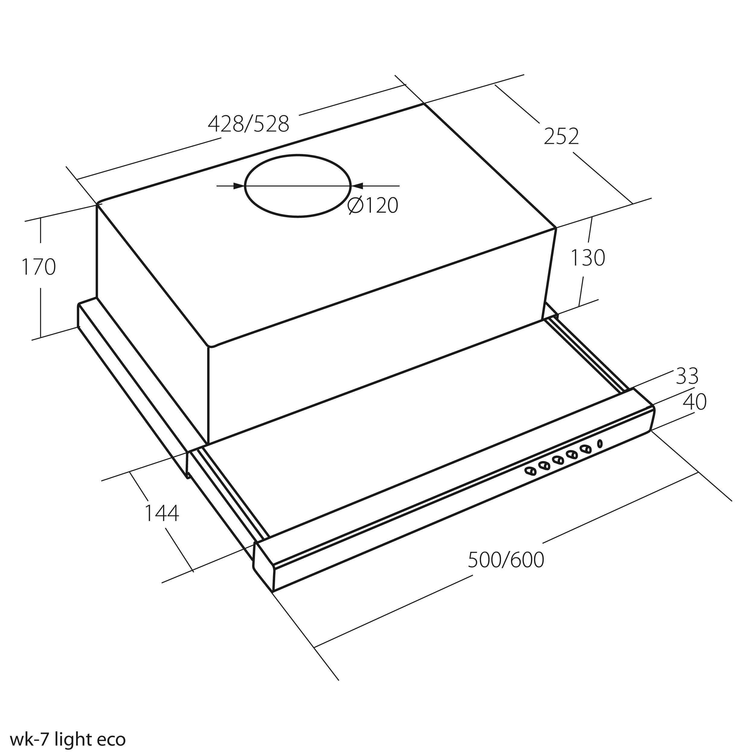 Okap podszafkowy teleskopowy WK-7 Light Eco inox 50 cm Akpo - 3