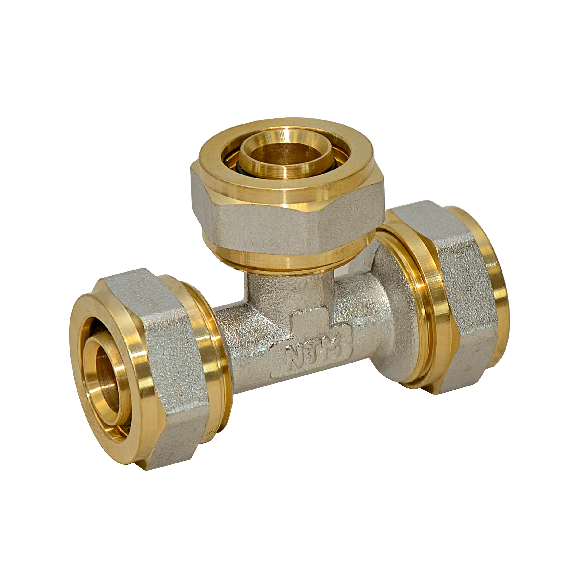 Trójnik do rur PEX skręcany 20 mm mosiężny IDMAR