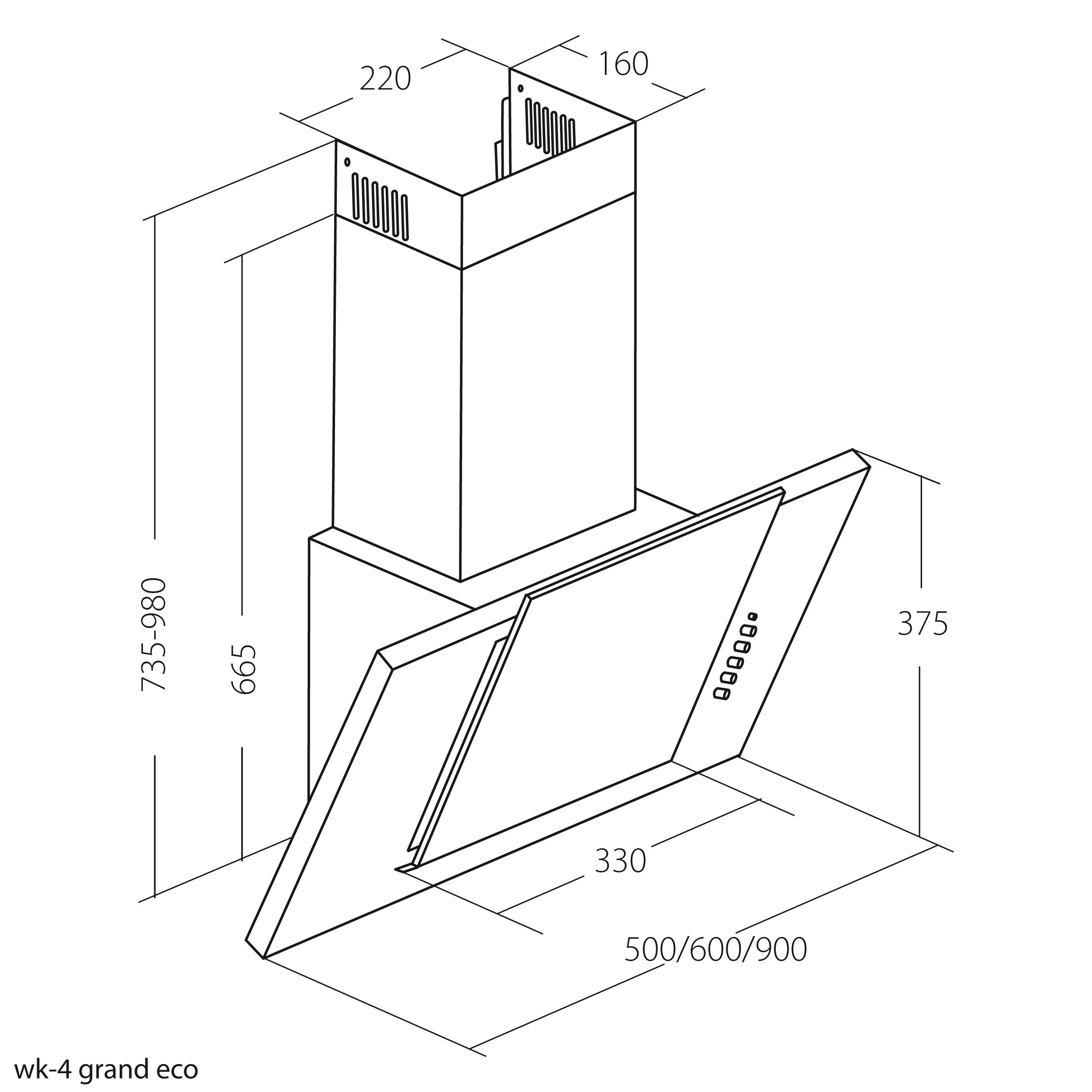 Okap kominowy WK-4 Grand Eco 60 cm Akpo - 3