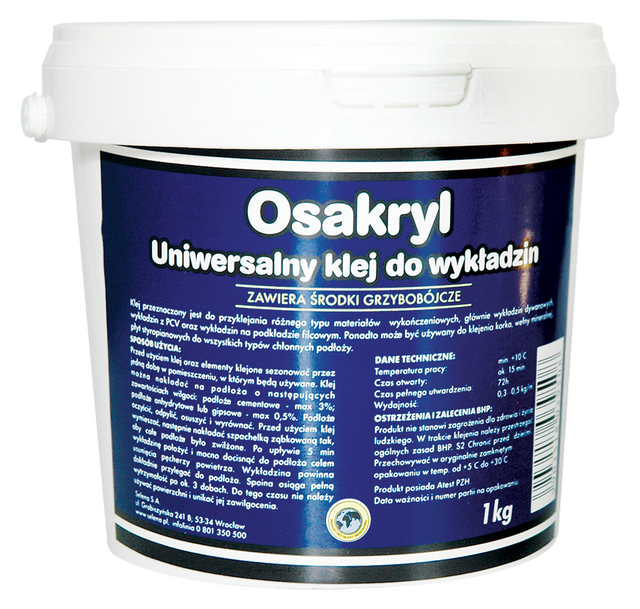 Uniwersalny klej do wykładzin grzybobójczy 1 kg Osakryl