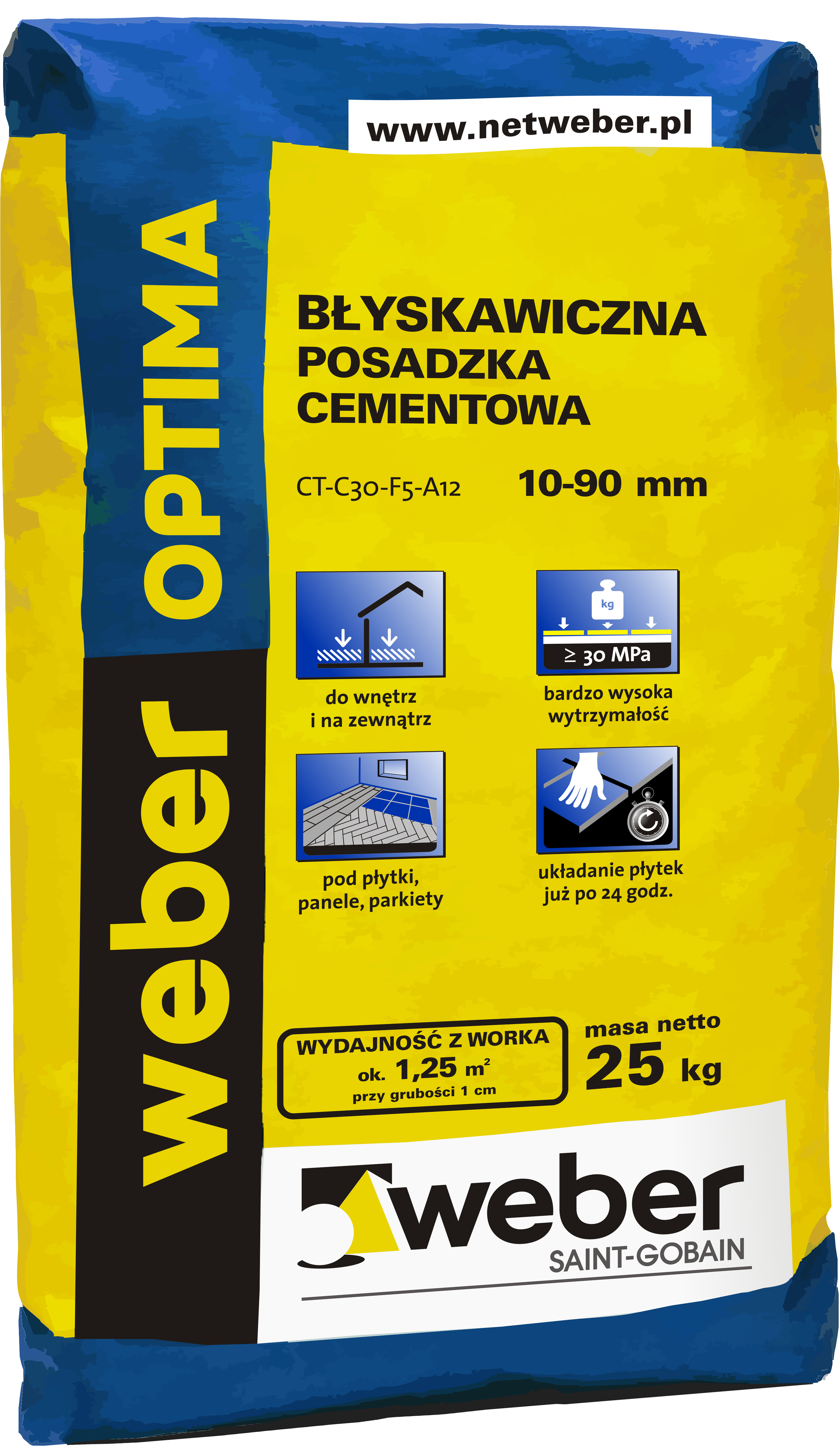 Posadzka cementowa błyskawiczna Optima 25 kg Weber