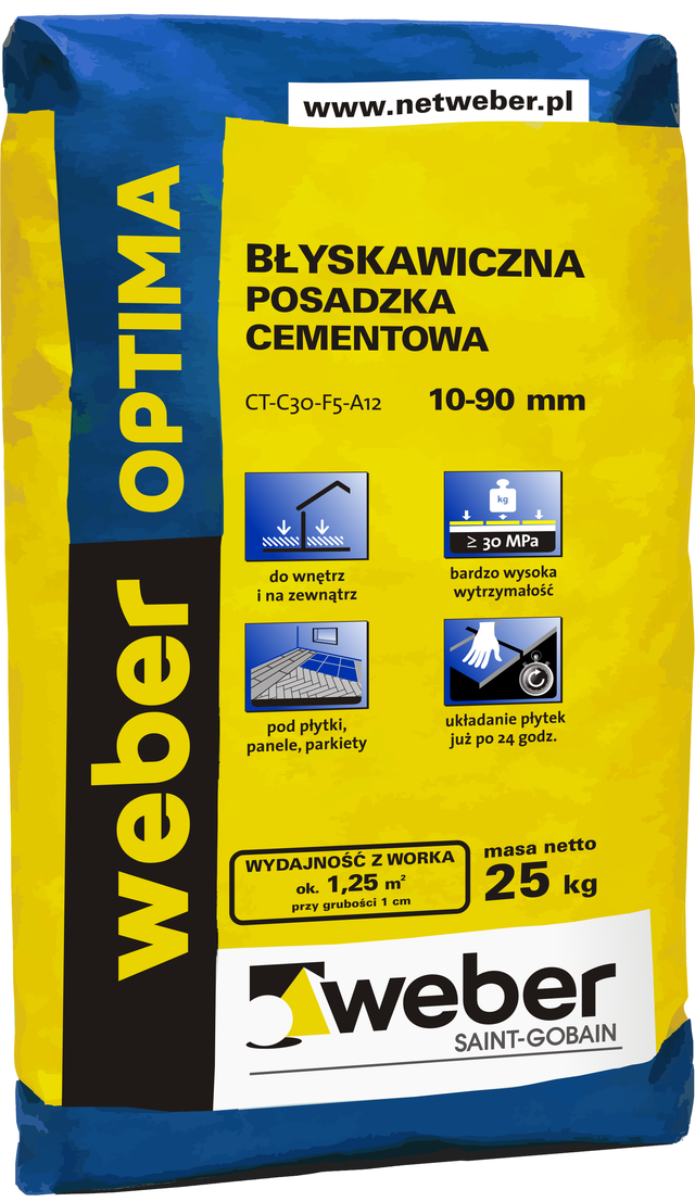 Posadzka cementowa błyskawiczna Optima 25 kg Weber