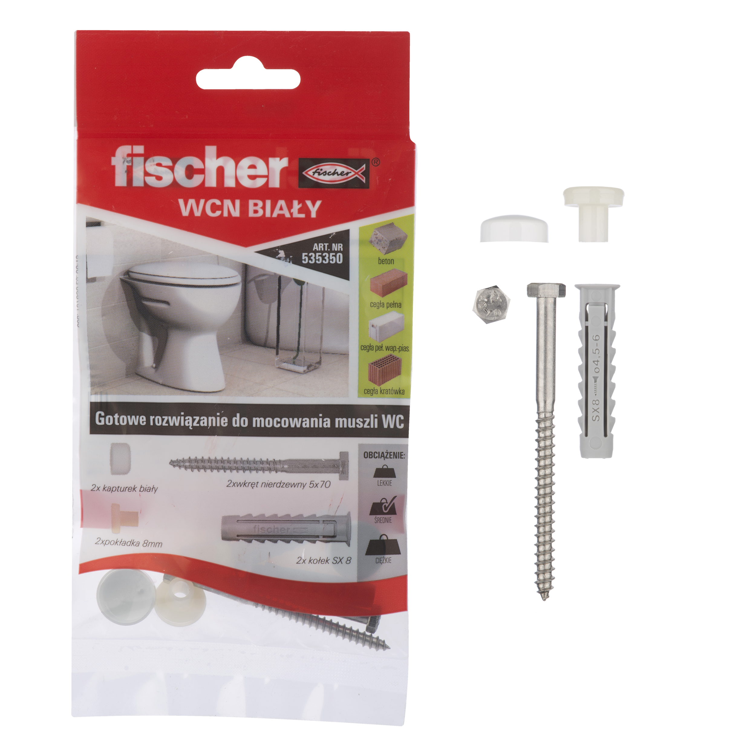 Zestaw kołków do montażu urządzeń sanitarnych WCN 8 x 40 mm Fischer - 2