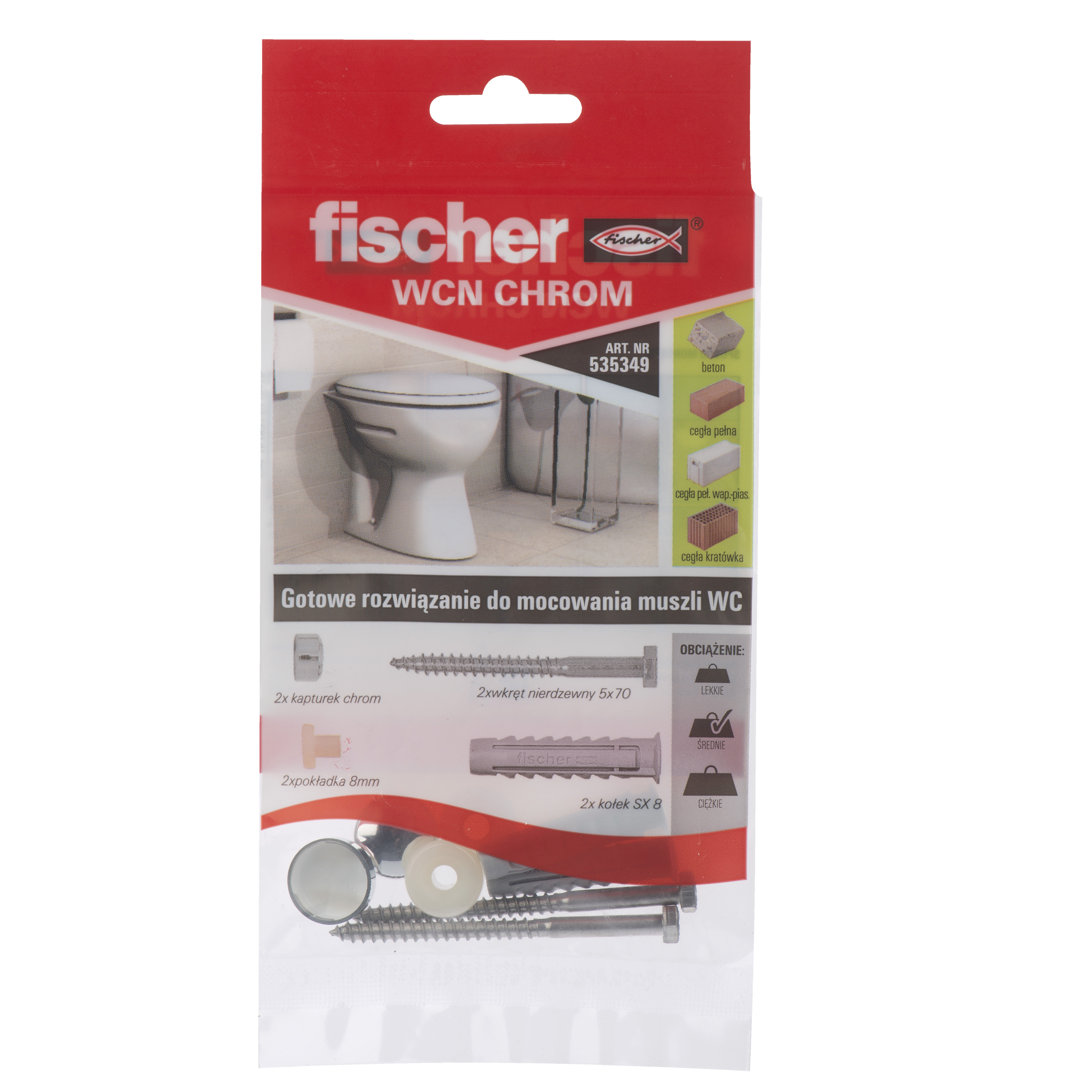 Zestaw kołków do montażu muszli WC WCN 8 x 40 mm Fischer