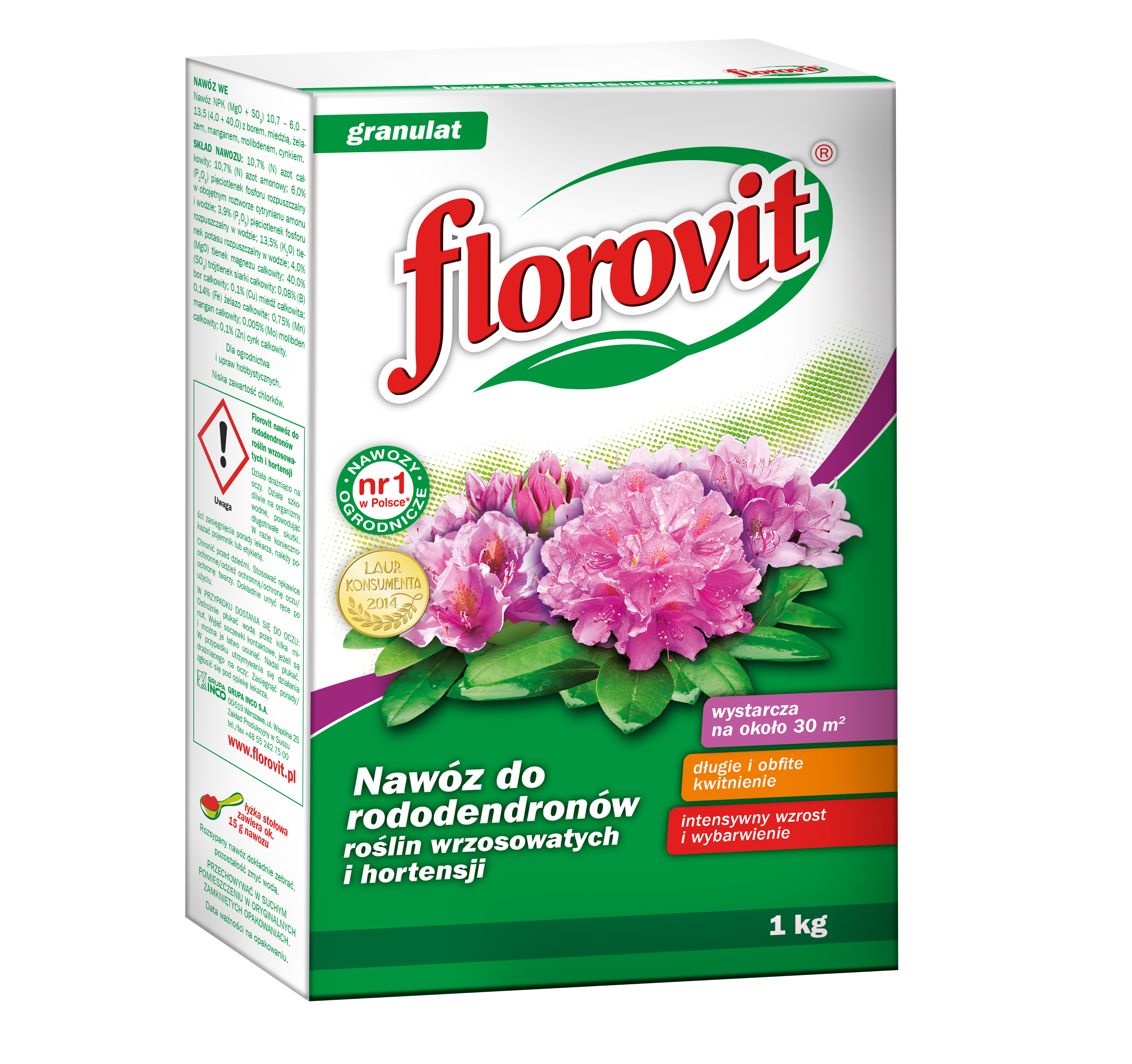 Nawóz zakwaszający do rododendronów 1kg Florovit