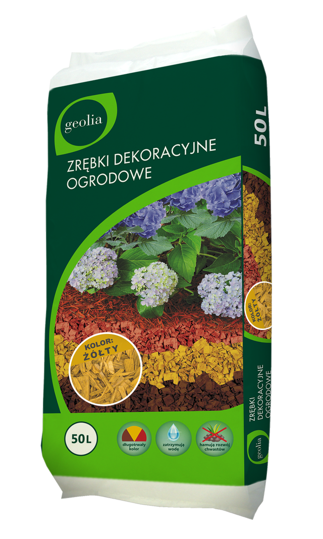 Zrębki dekoracyjne żółte 50l Geolia