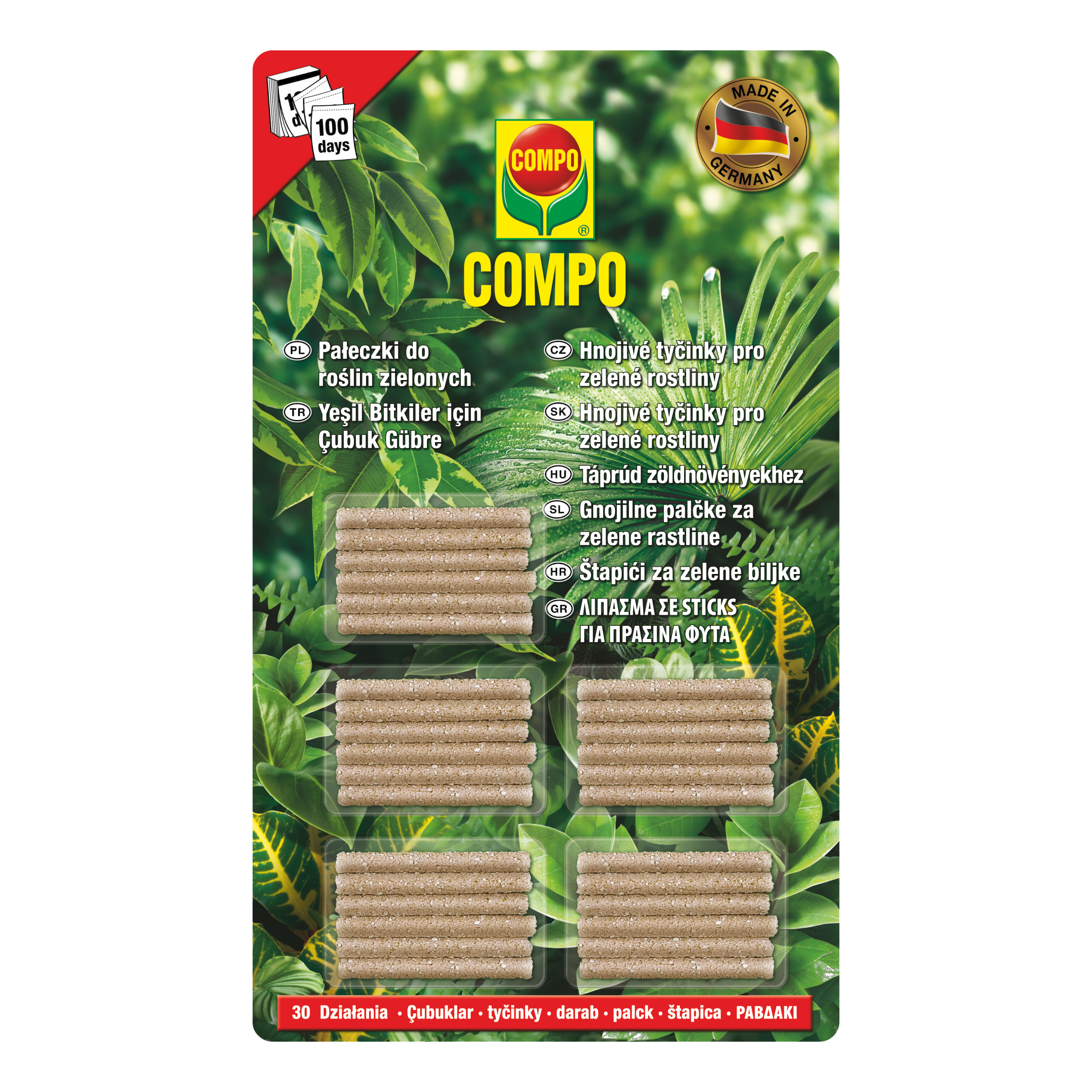 Nawóz do roślin zielonych pałeczki 30szt. Compo