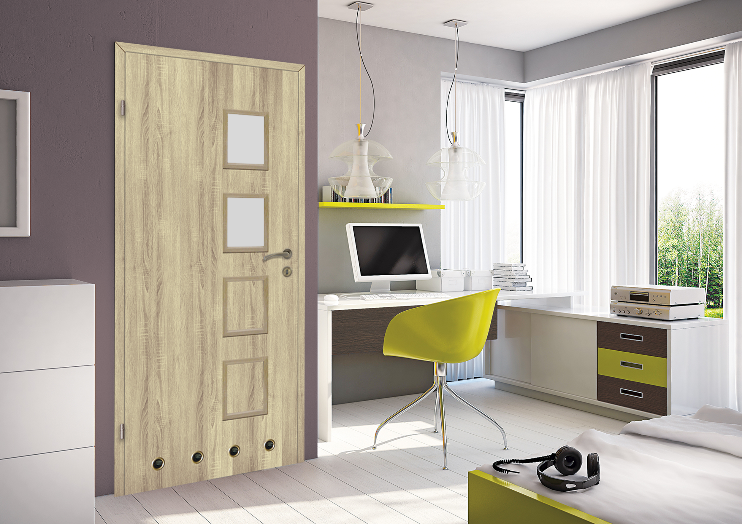 Drzwi wewnętrzne z tulejami wentylacyjnymi Simon Dąb sonoma 60 Lewe Classen - 2