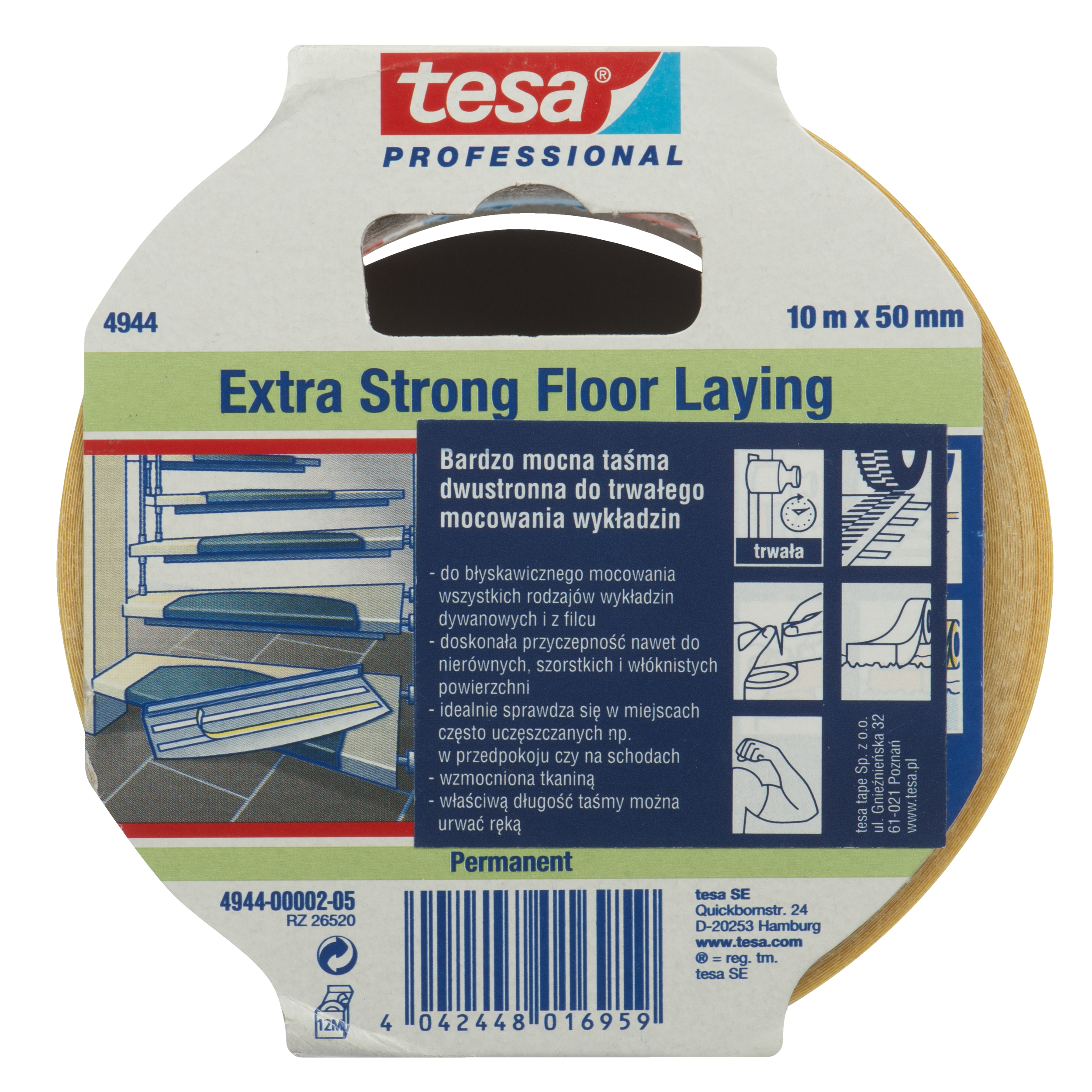 Dwustronna taśma klejąca do wykładzin 50 mm x 10 m Tesa - 3
