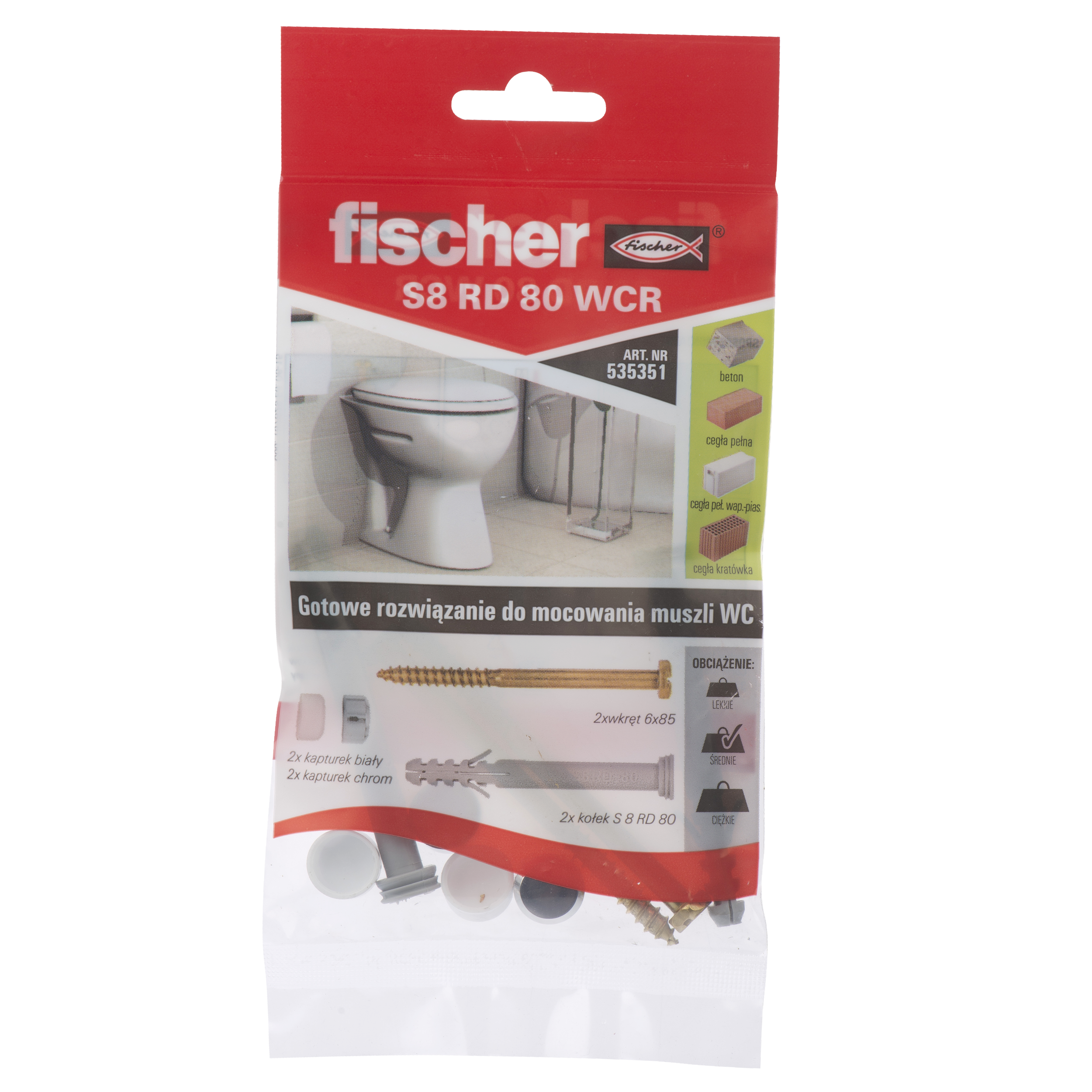 Zestaw kołków do montażu urządzeń sanitarnych S 8 RD 80 WCR Fischer - 2