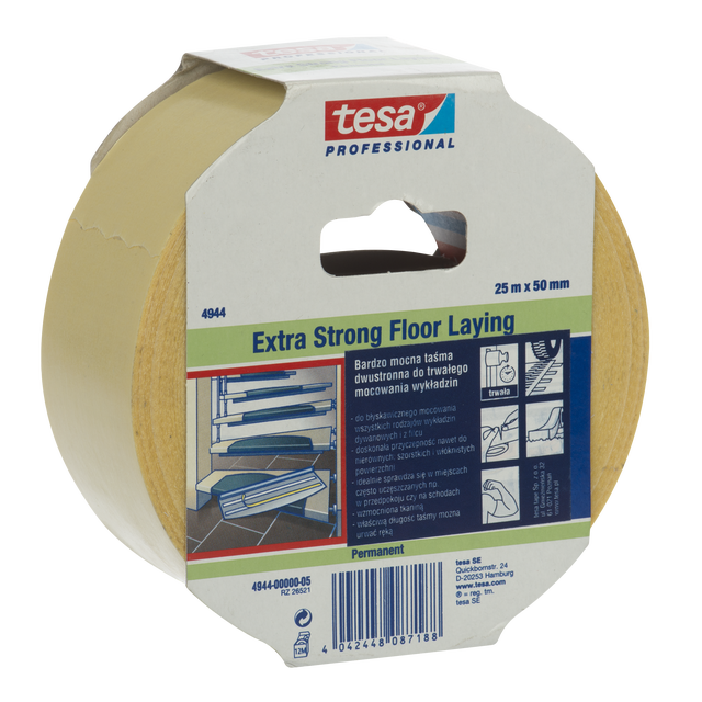 Dwustronna taśma klejąca do wykładzin 50 mm x 25 m Tesa