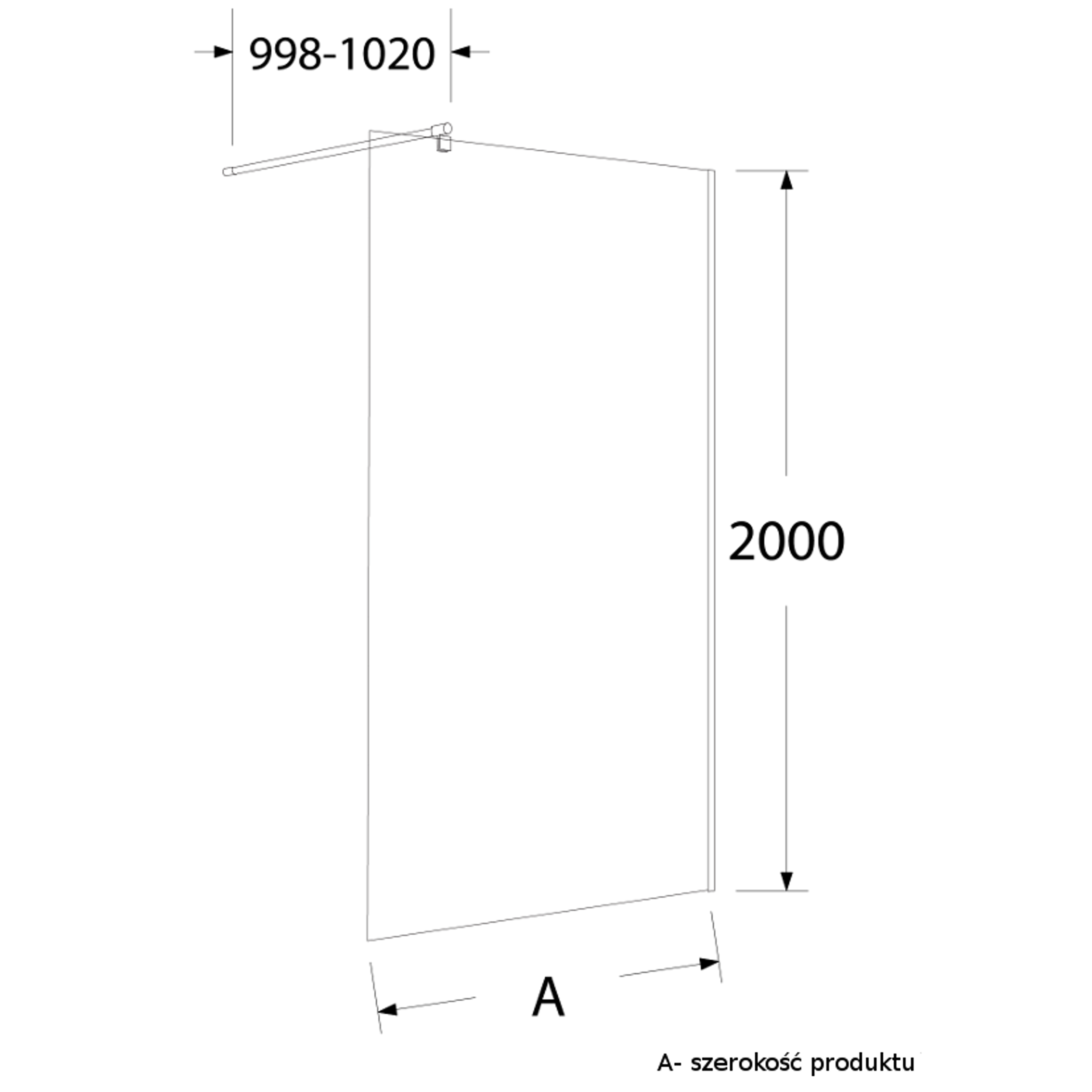Kabina Walk-in Easy In 90x200 transparentna profil chromowany Sea-Horse - 8