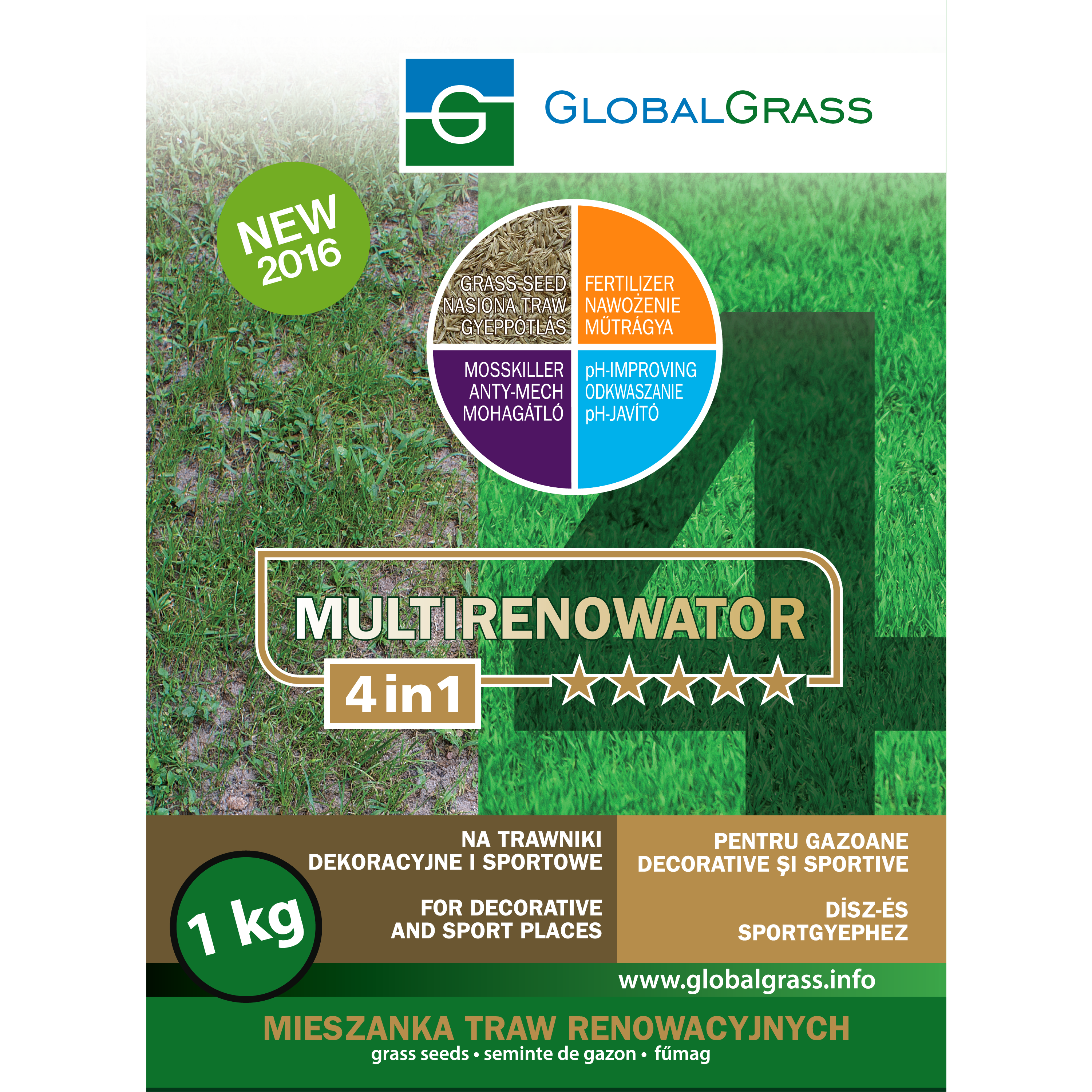 Nasiona trawy renowacyjnej Multirenowator 4w1 1kg Global grass - 2