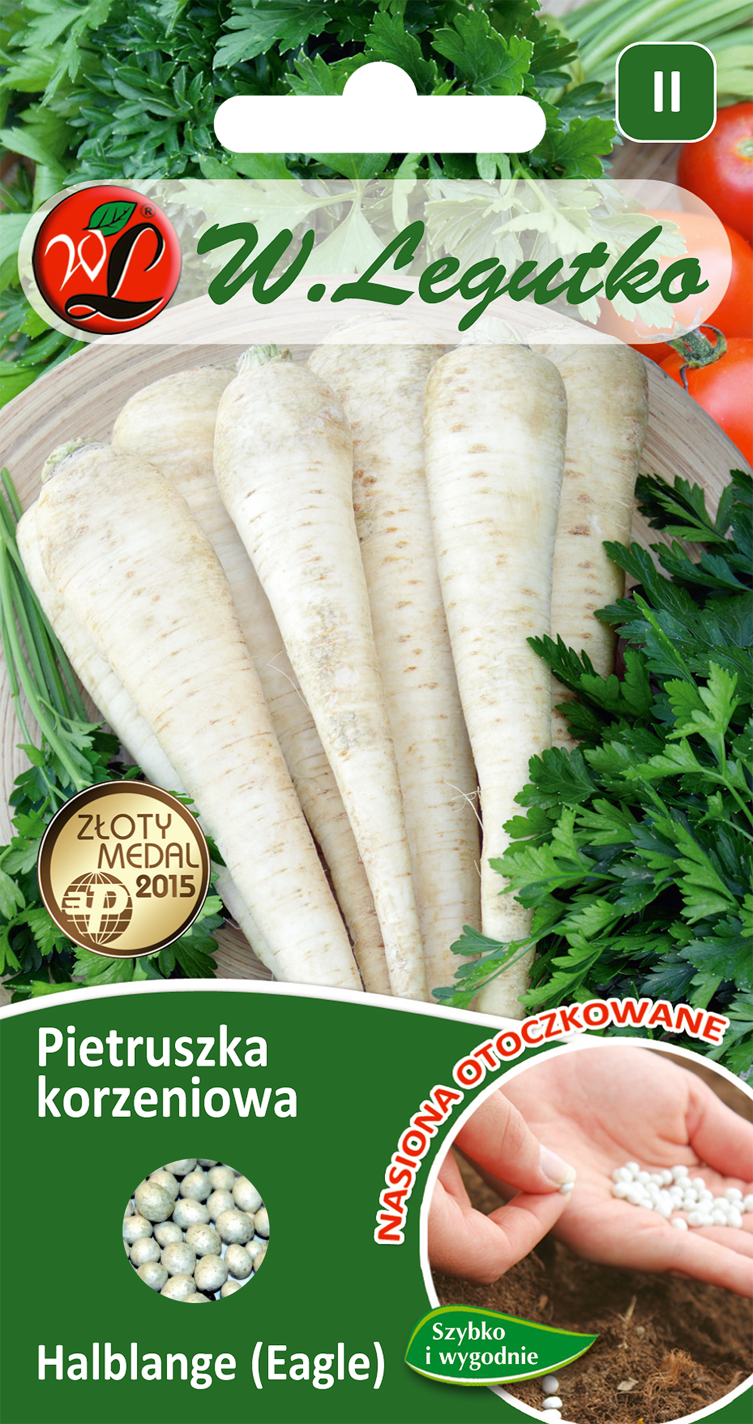 Pietruszka korzeniowa Halblange nasiona otoczkowane 300szt. W. Legutko