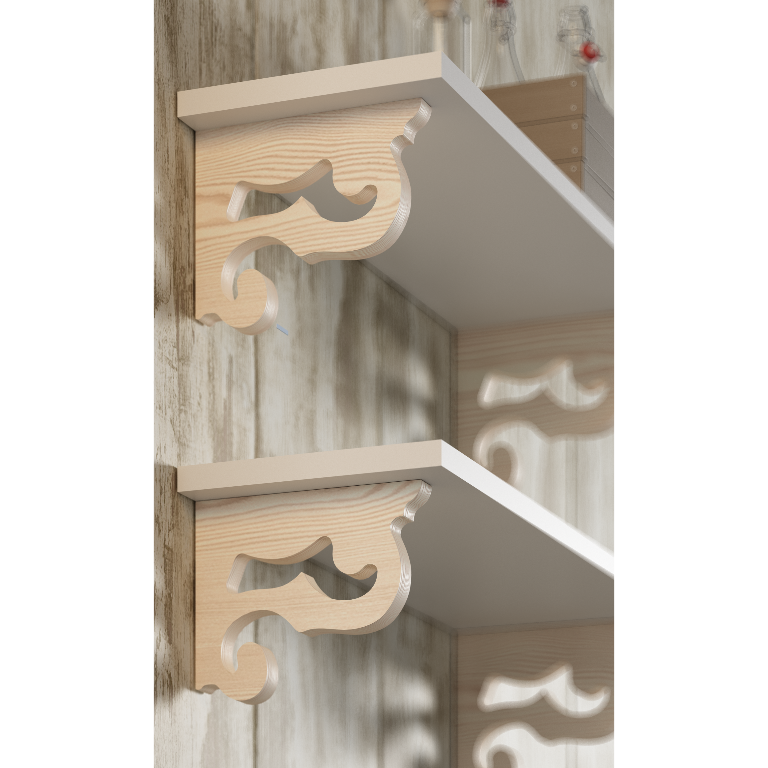 Półka ścienna meblowa biała 1.8x20x120 cm Floorpol - 2