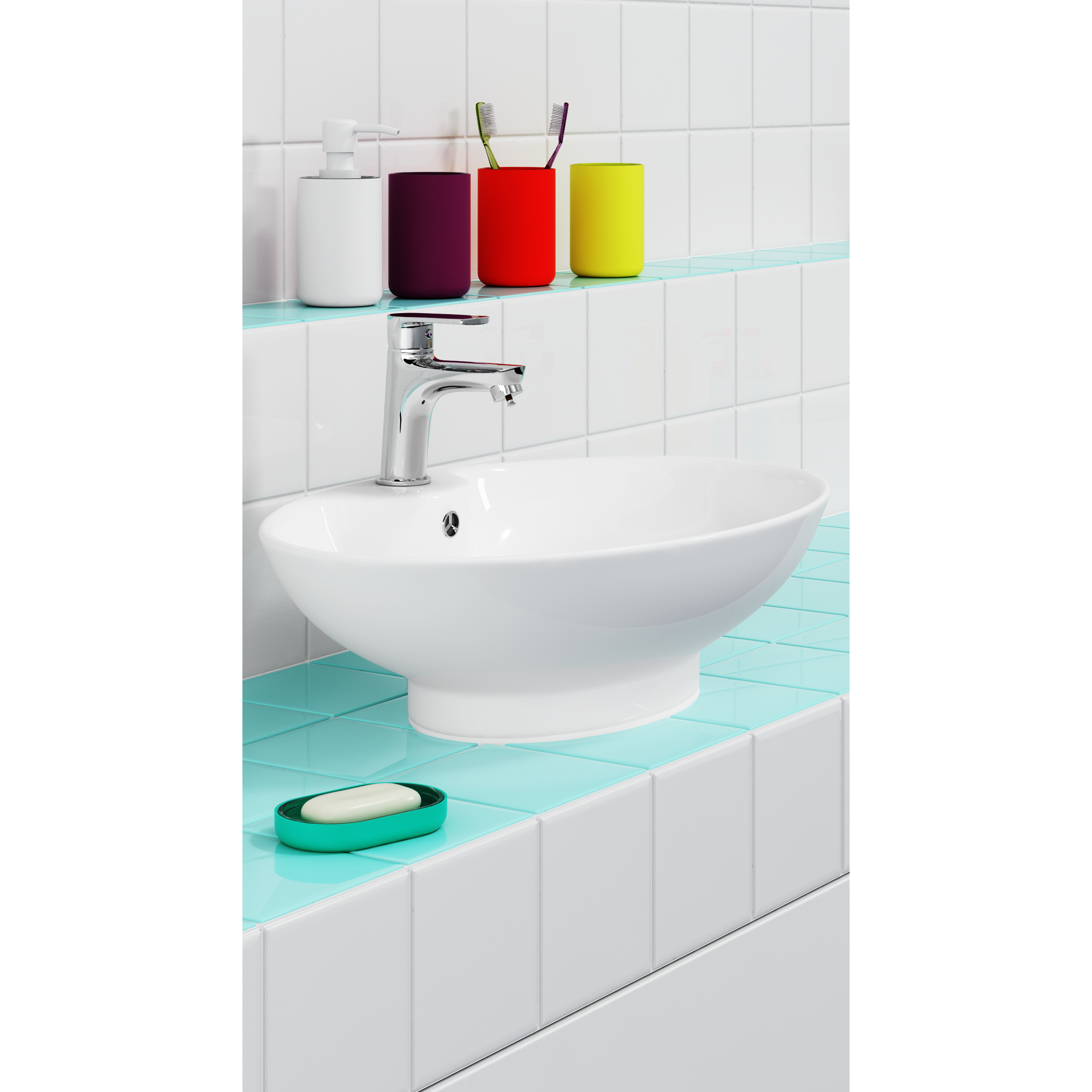 Umywalka ceramiczna nablatowa Samba KR-139 58 x 38 Z/O Kerra - 7