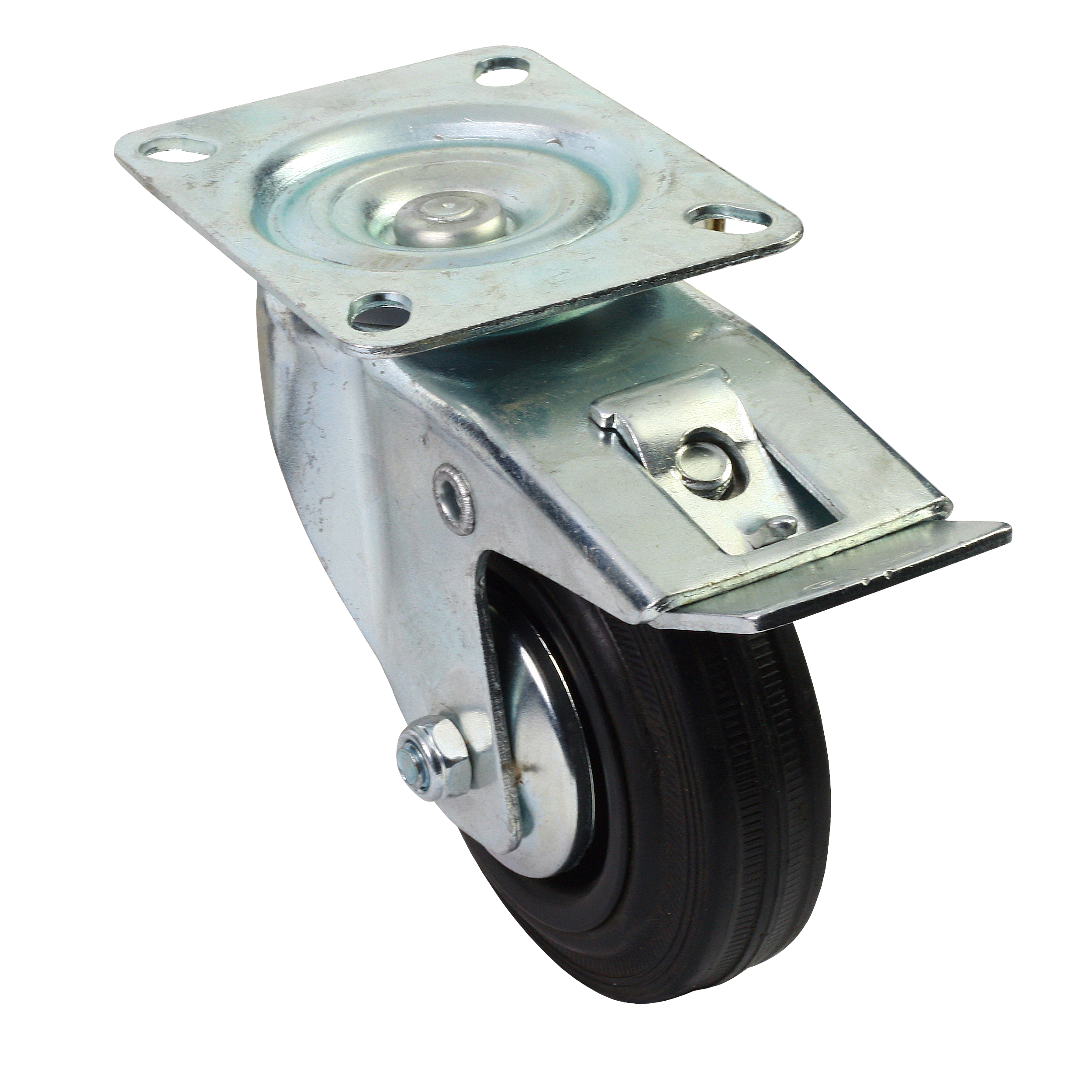 Zestaw jezdny z kołem obrotowym czarnym  z hamulcem 125 mm/125 kg