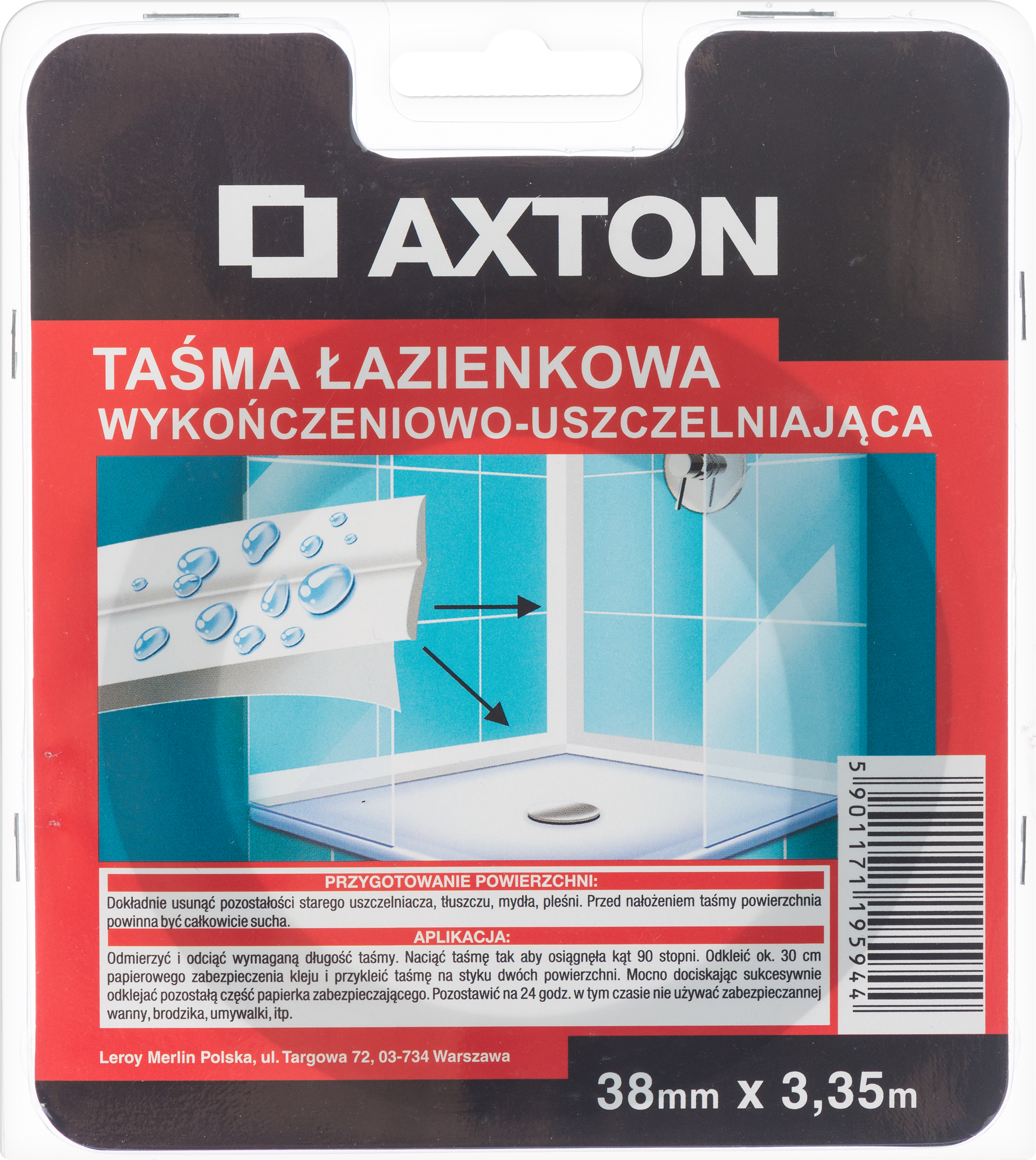 Taśma łazienkowa wykończeniowo-uszczelniająca 38 mm x 3.35 m AXTON - 3