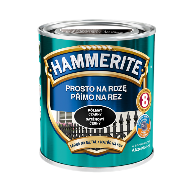 Farba antykorozyjna PROSTO NA RDZĘ 0.7 l Czarny Półmat HAMMERITE