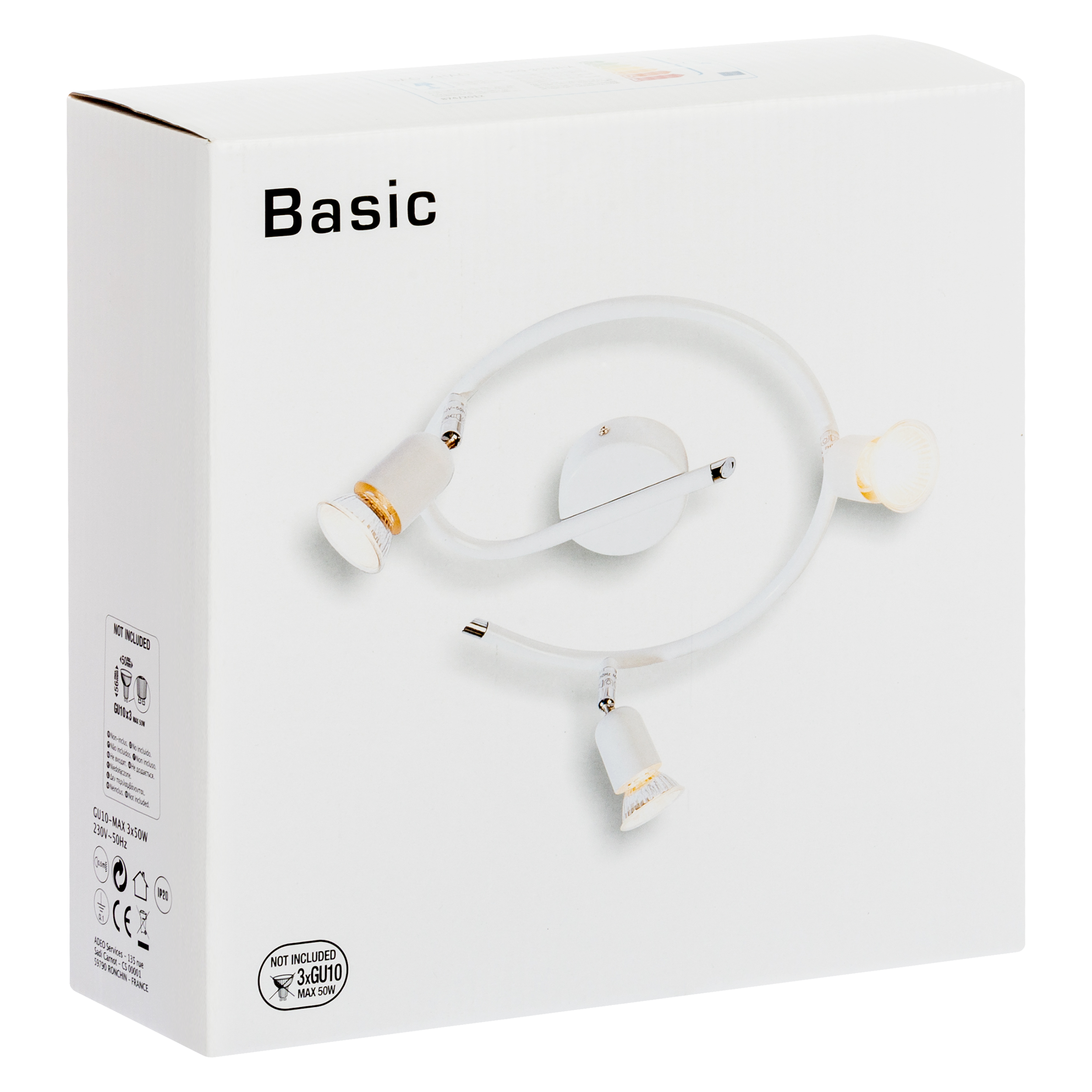 Faretto decorativo senza fonte luminosa BASIC NEW SPIRAL 3 BIANCO in ferro GU10 50W  3 luci - 4