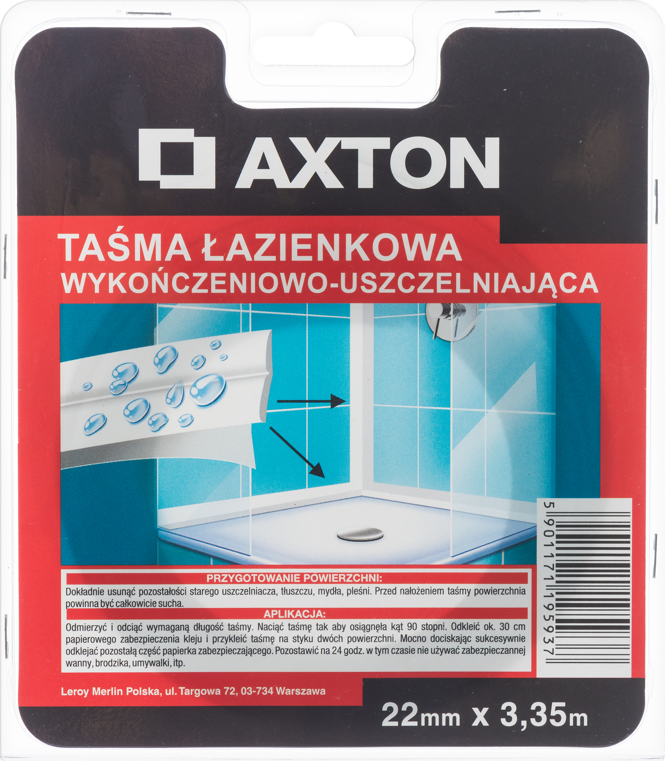 Taśma łazienkowa wykończeniowo-uszczelniająca 22 mm x 3.35 m AXTON - 3
