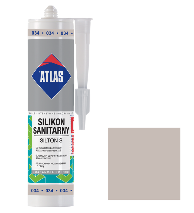 Silikon sanitarny  034 280 ml Jasny szary Atlas