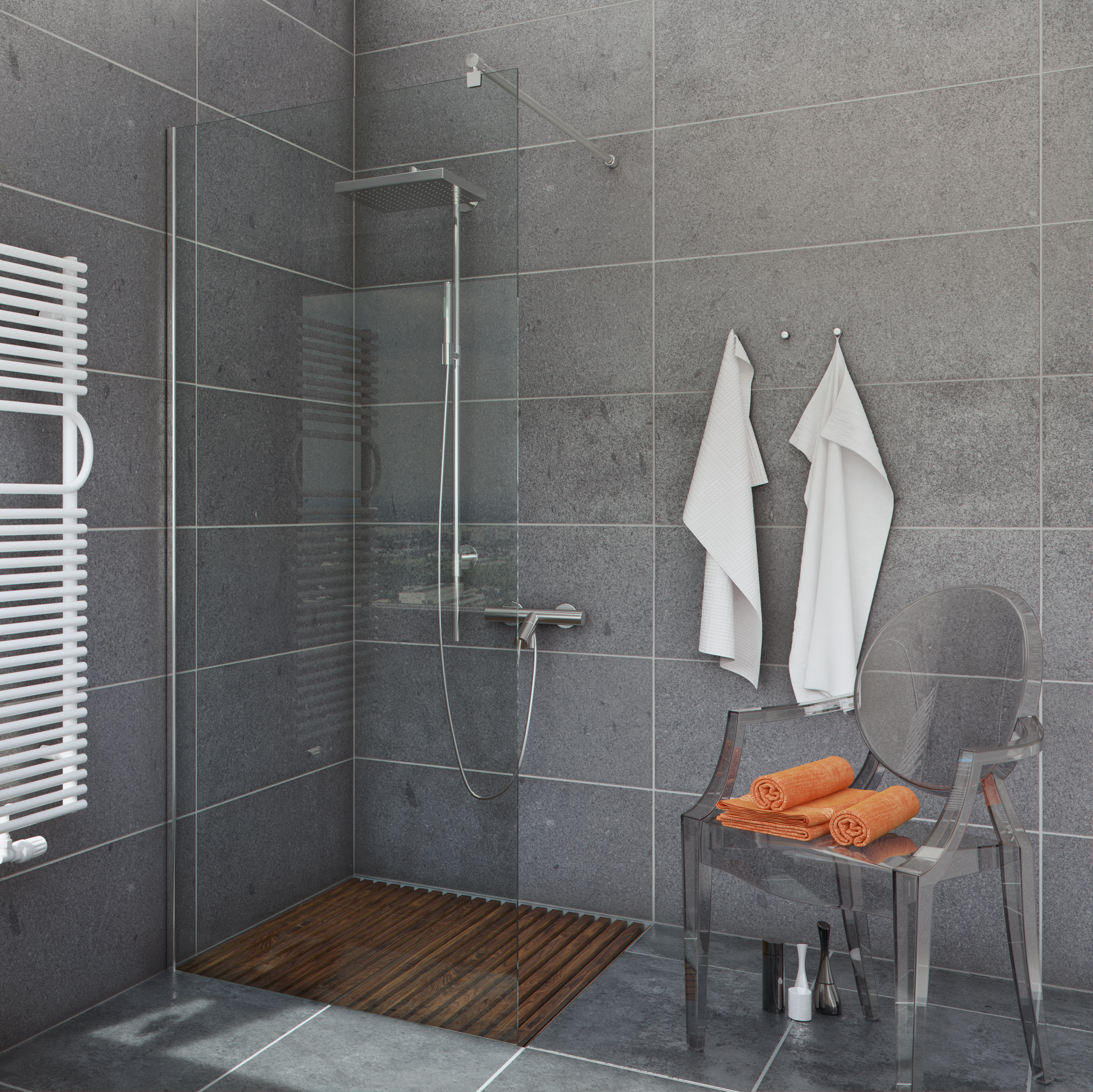 Kabina Walk-in Easy In 80x200 transparentna profil chromowany Sea-Horse - 3