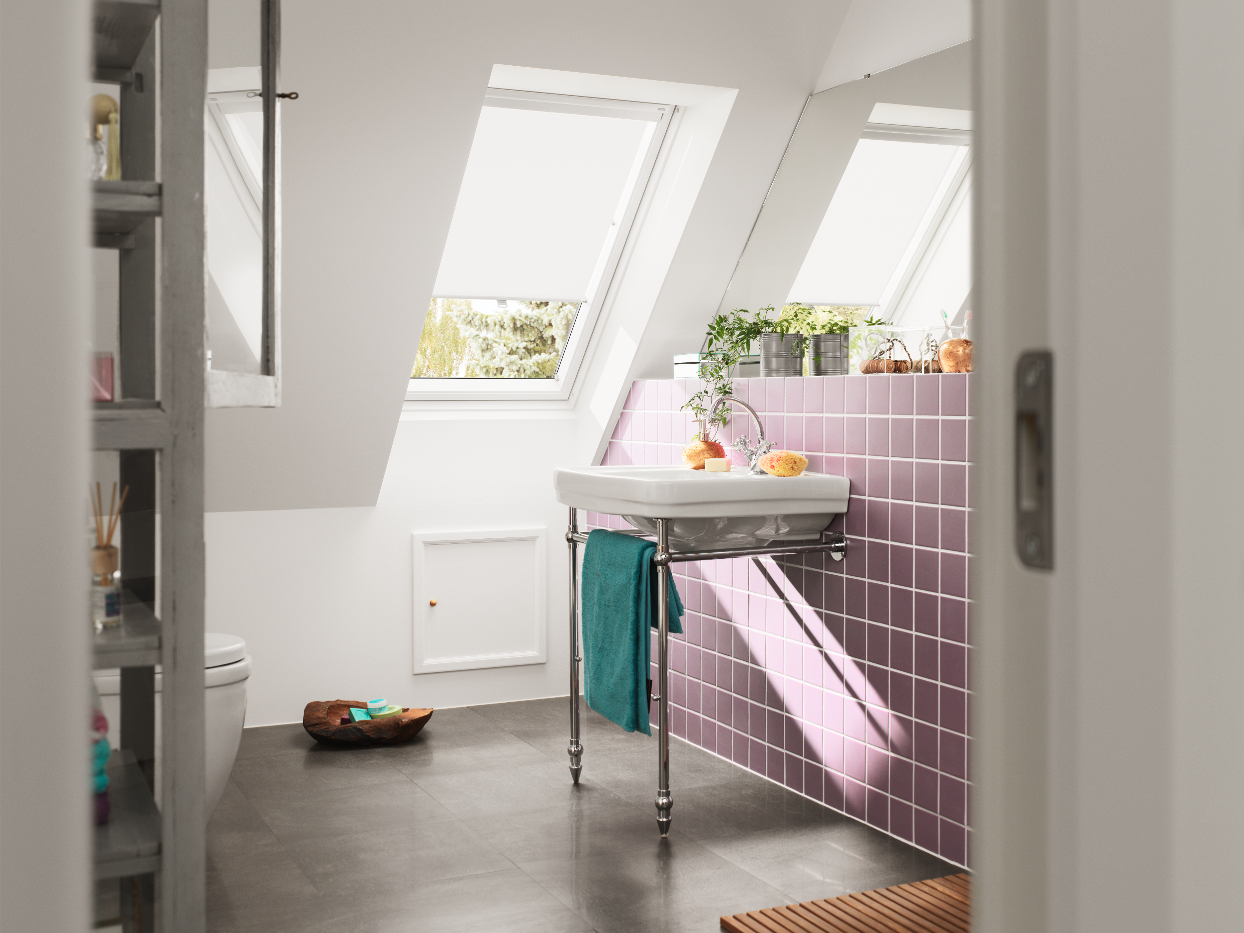 Roleta przyciemniająca do okna dachowego RHL M00 1086 Beżowa 78 x 160 cm Velux - 4