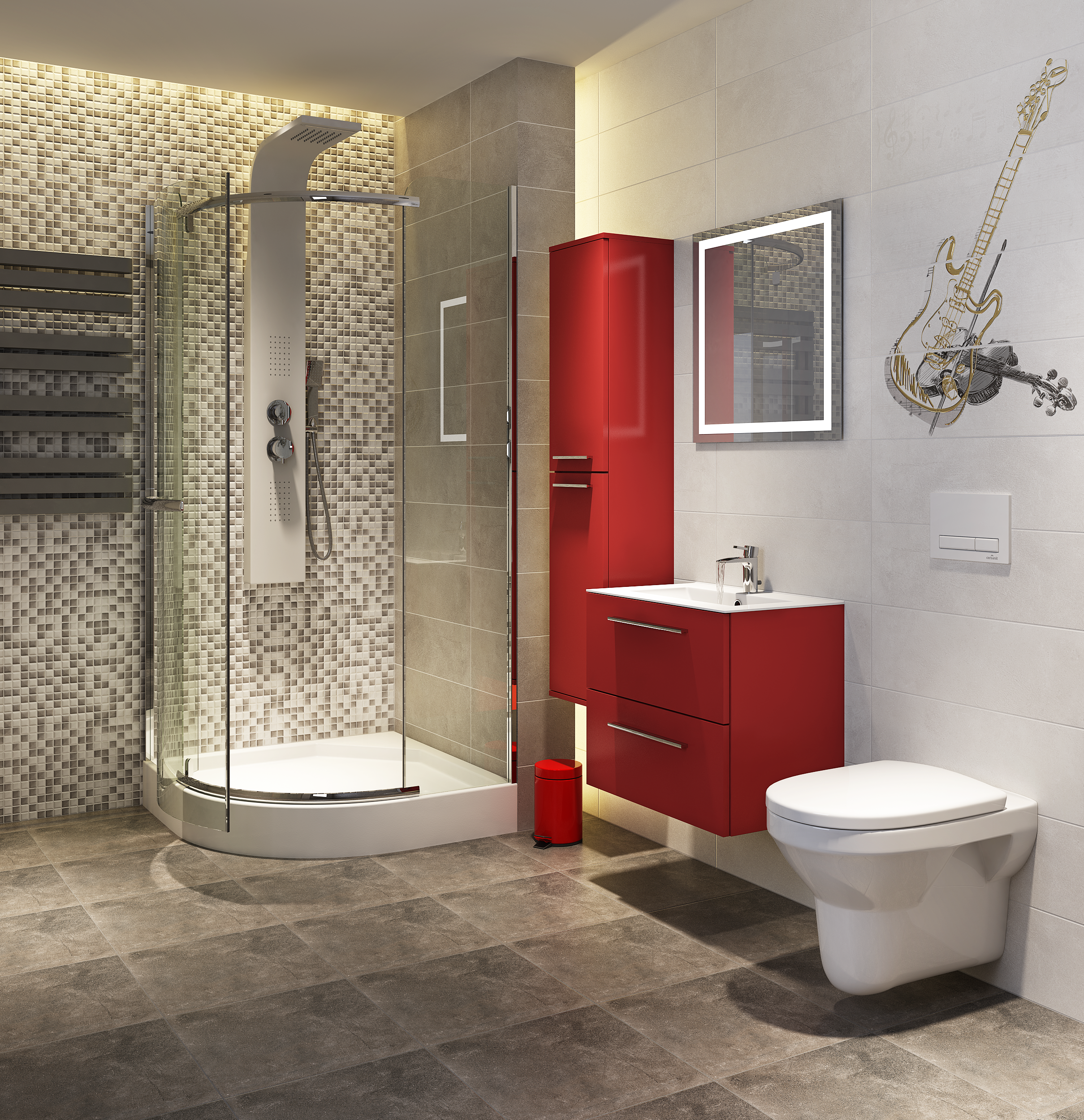 Grzejnik WARP S 85x50 cm Biały D 585W Roz 5cm 6 Bar TERMA - 11