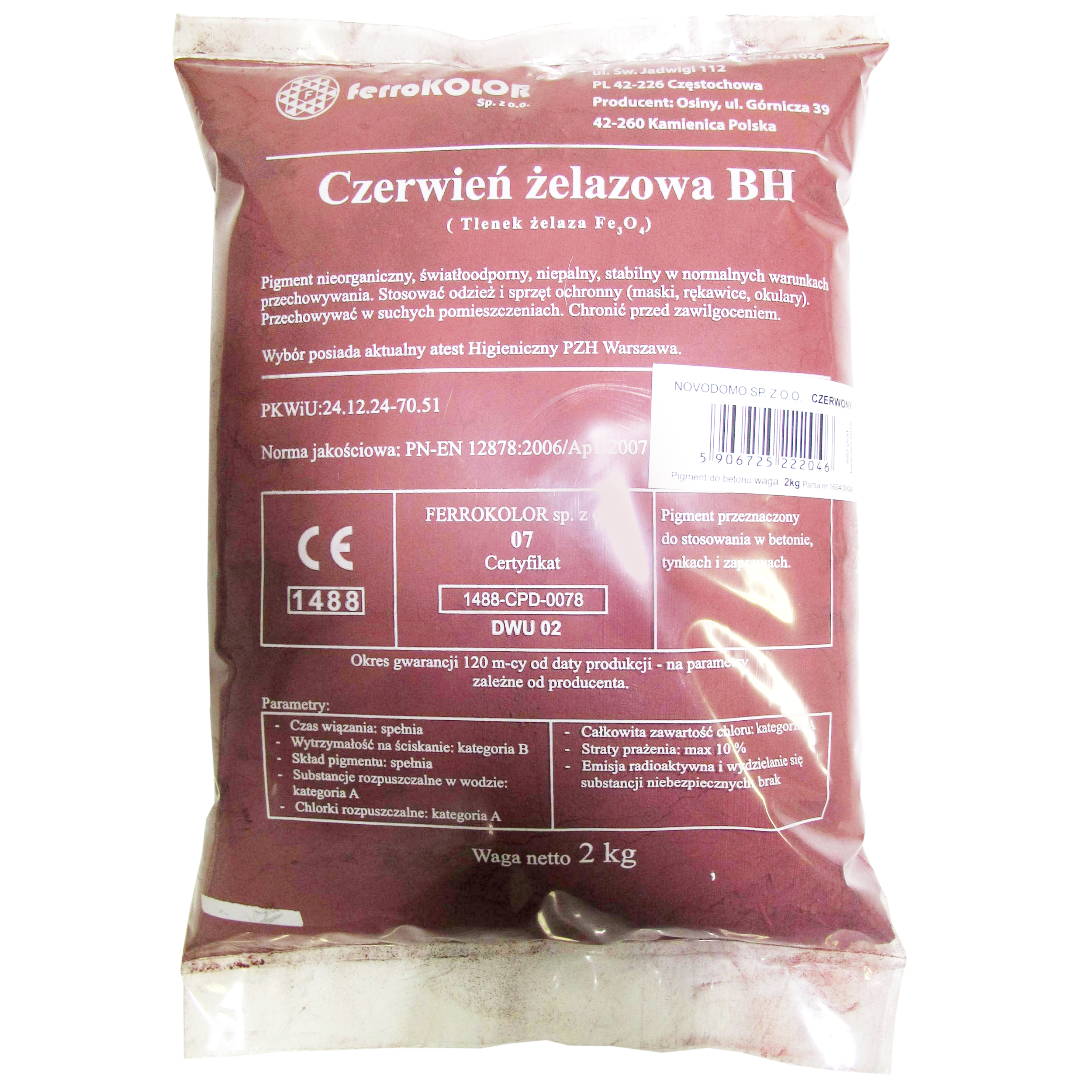 Barwnik do betonu CZERWIEŃ ŻELAZOWA BH 2 kg NOVODOMO