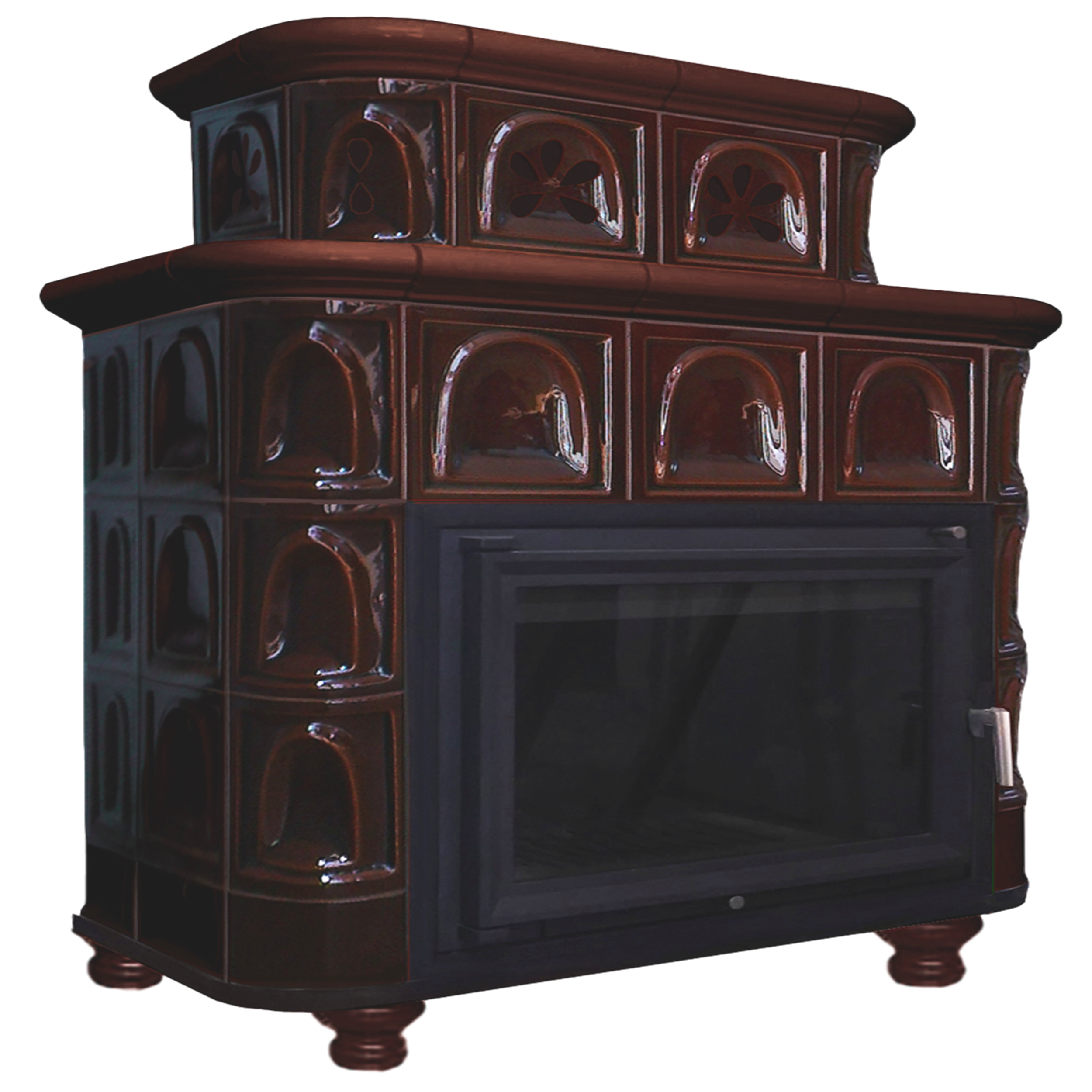 Piec kominkowy kaflowy Salzbourgia brąz 13 kW Marmi-Decor